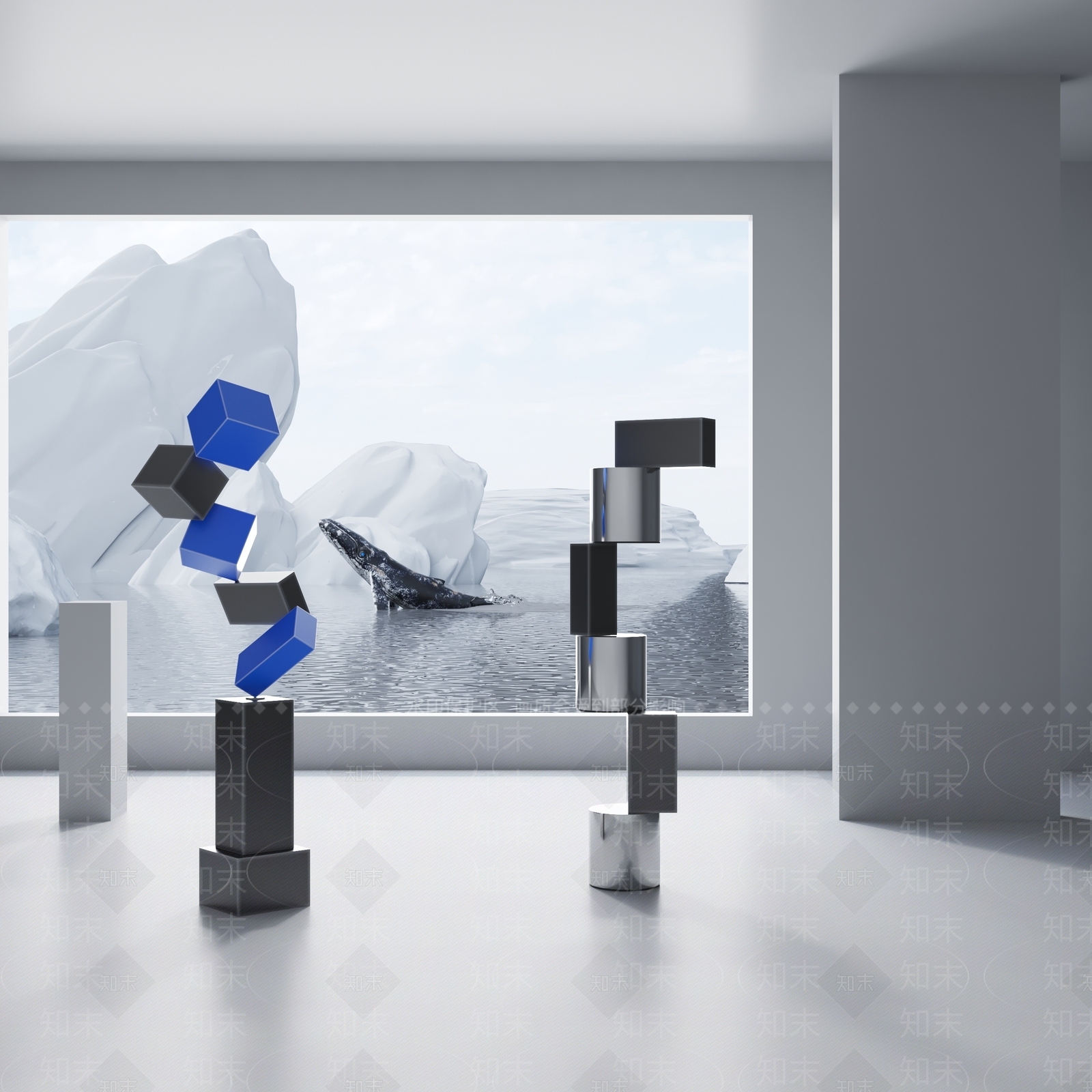 现代几何体雕塑SU模型下载【ID:1126694315】