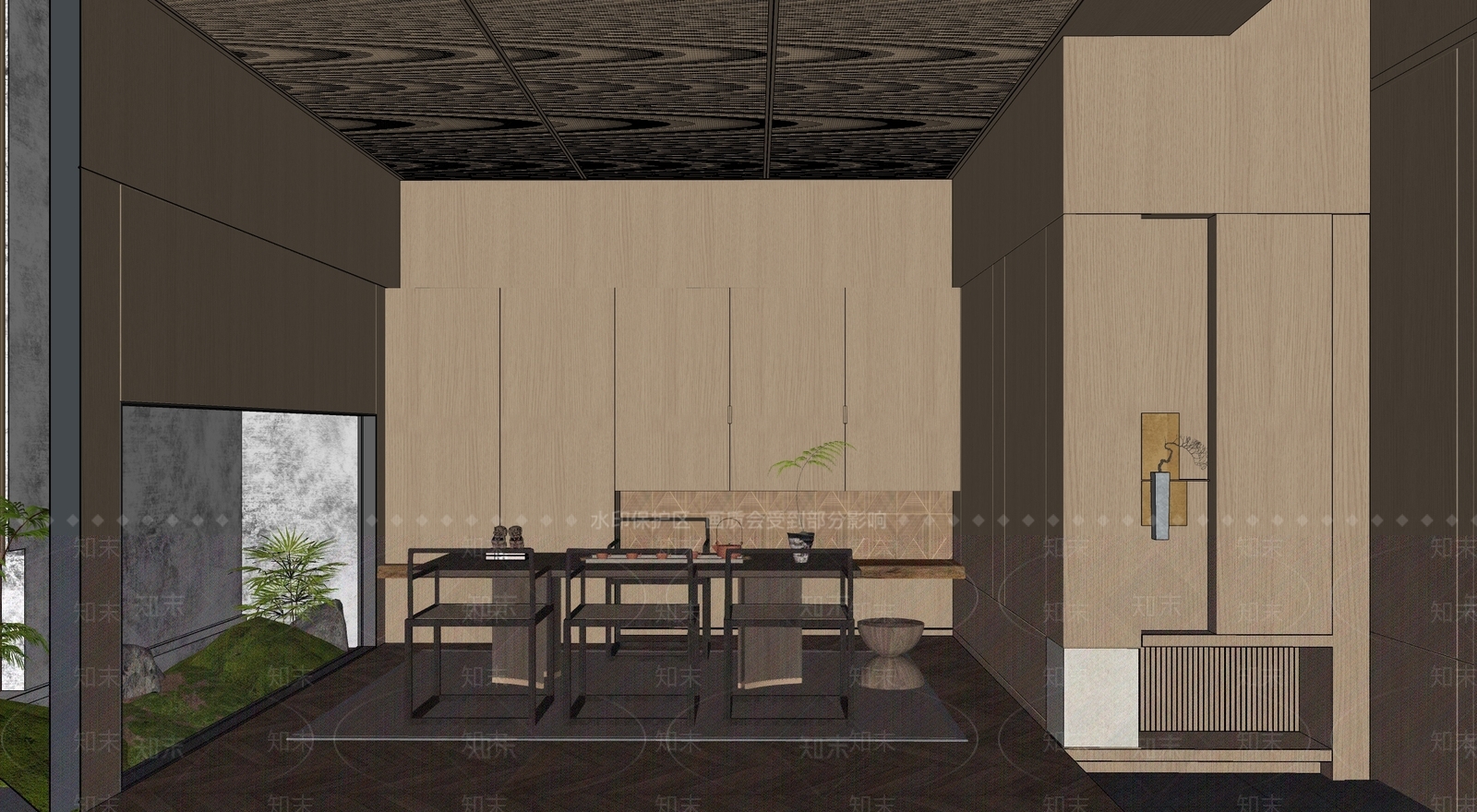 新中式禅意茶室SU模型下载【ID:1126700501】