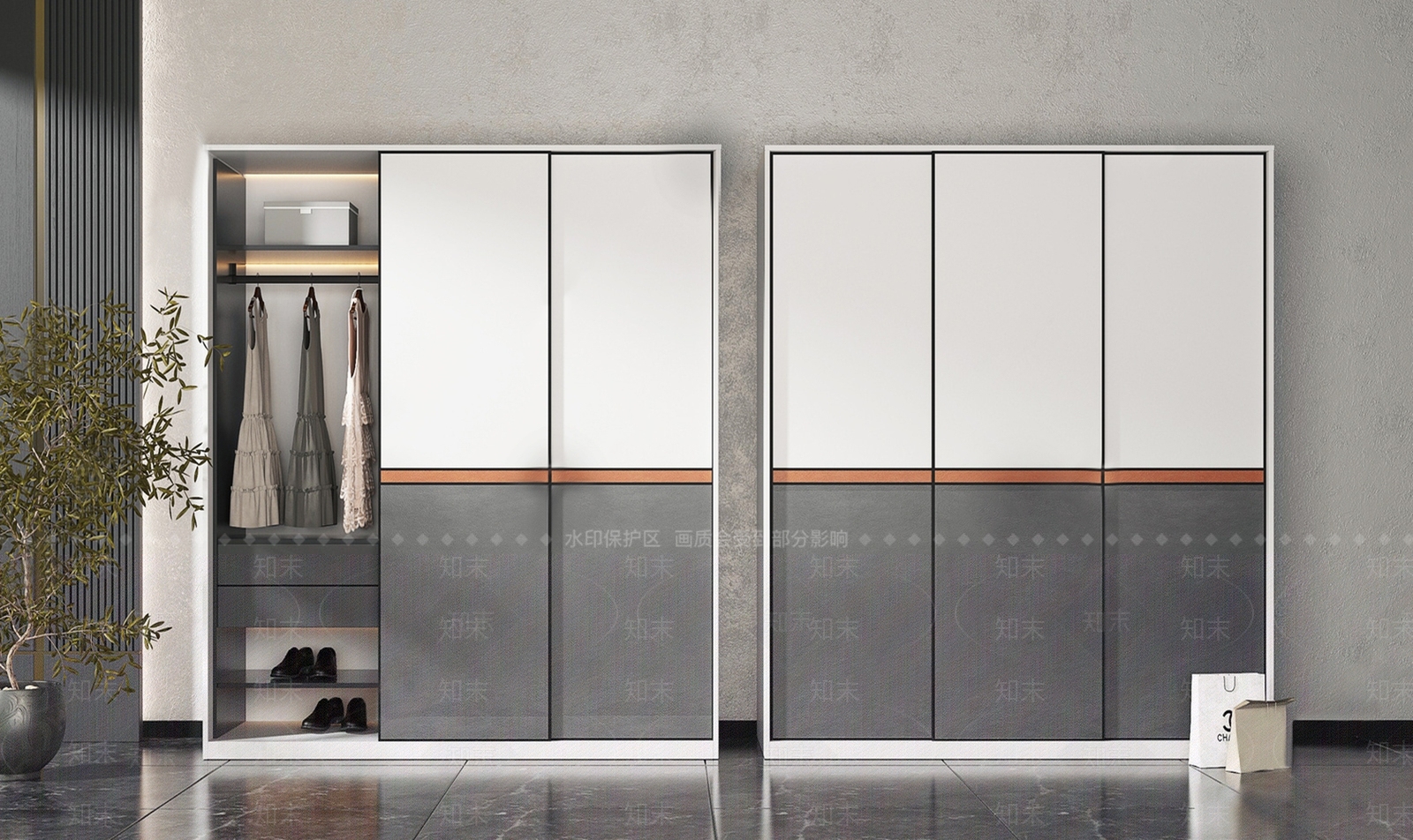 现代推拉门衣柜SU模型下载【ID:1126701269】