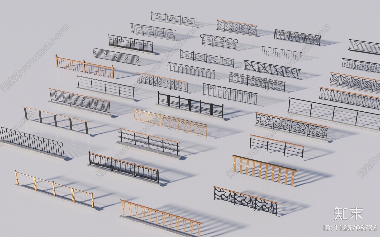 现代栏杆3D模型下载【ID:1126703733】