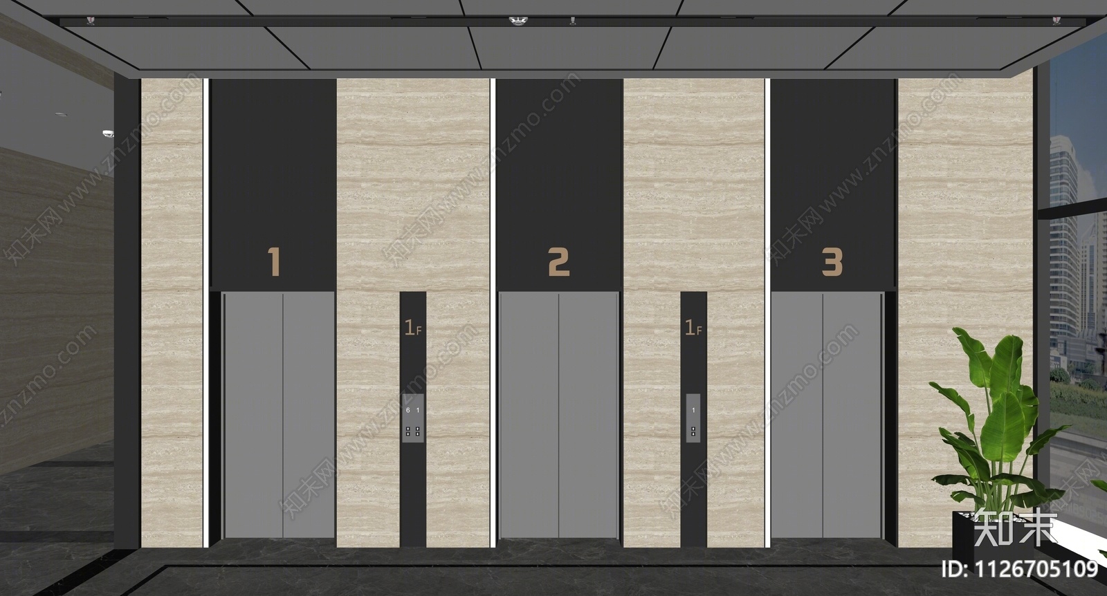 现代电梯厅SU模型下载【ID:1126705109】