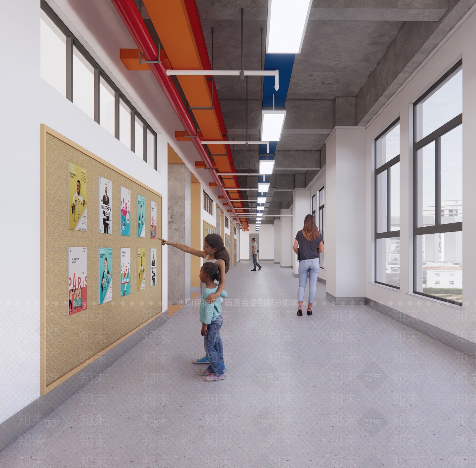 现代学校走廊SU模型下载【ID:1127255190】