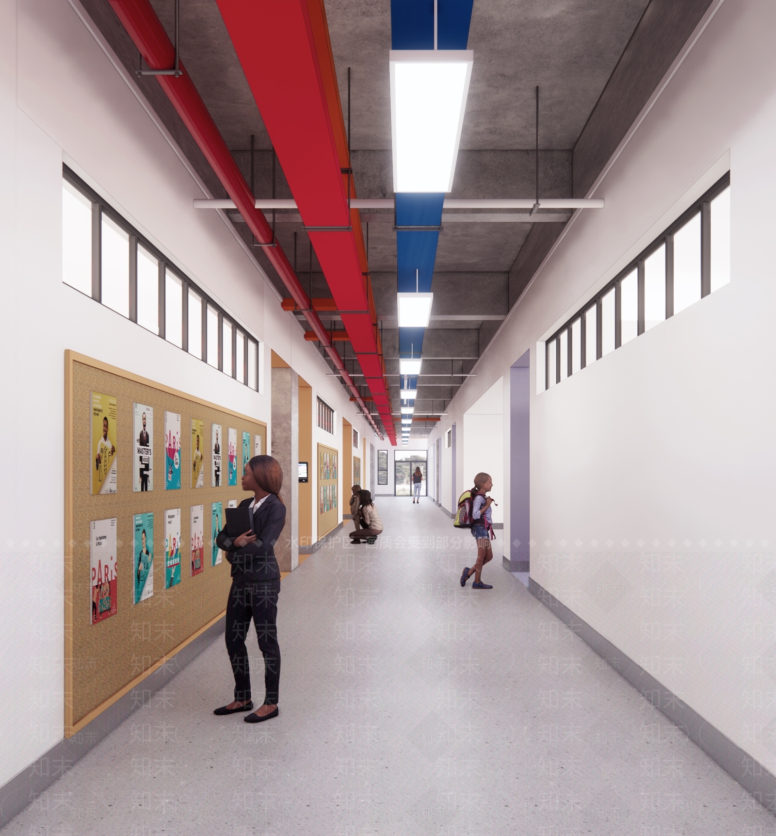 现代学校走廊SU模型下载【ID:1127255190】