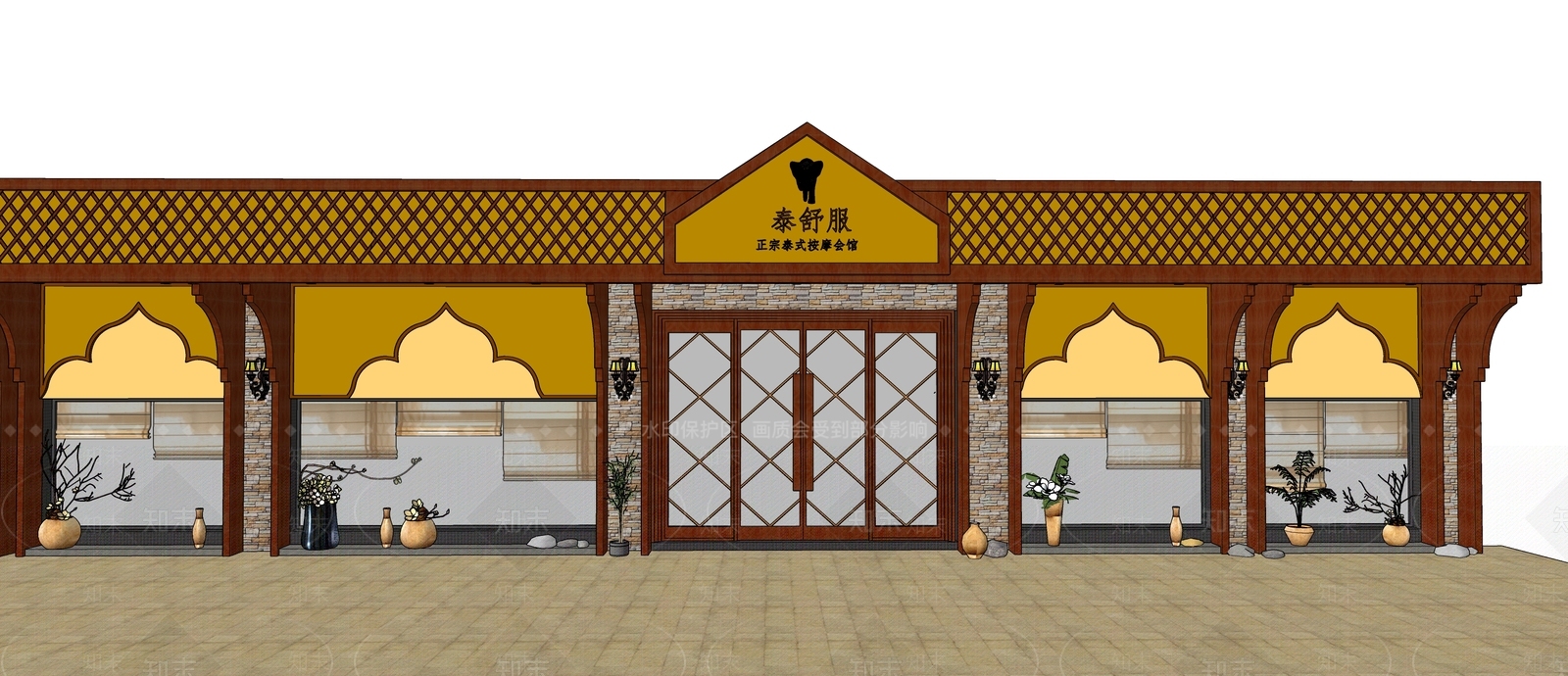 东南亚门头门面SU模型下载【ID:1126717915】_知末su模型网