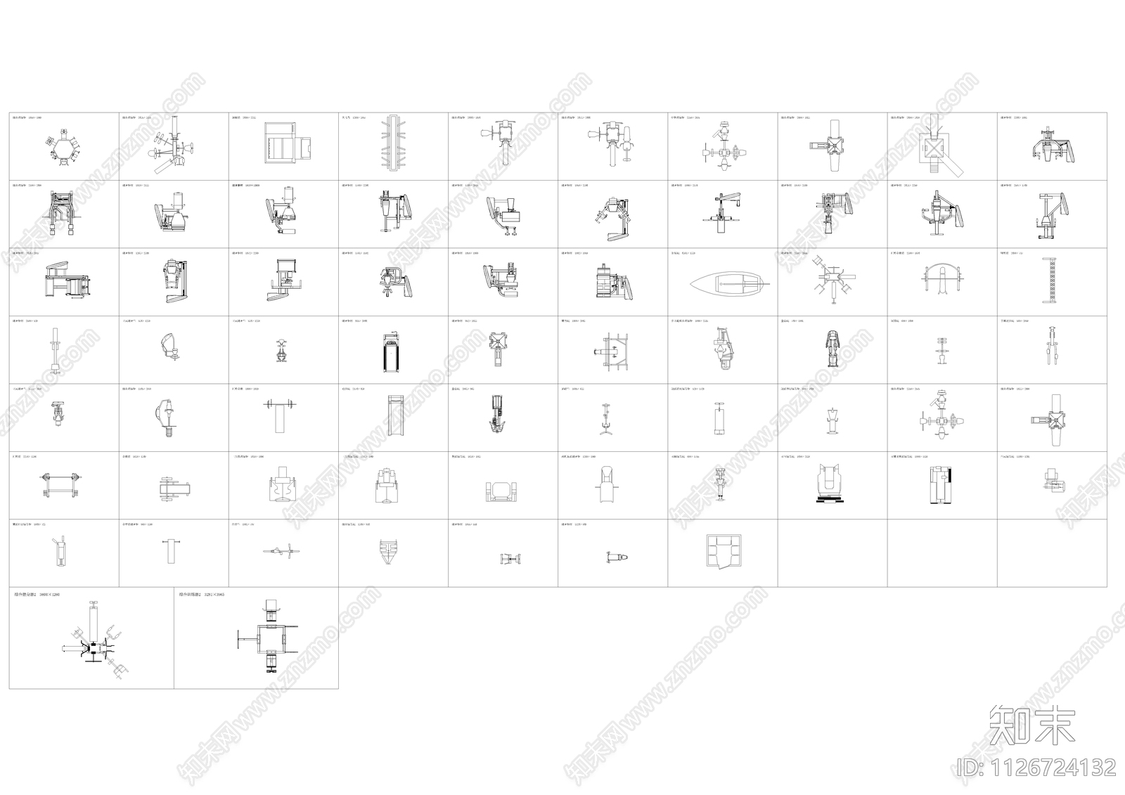 健身房器材平面施工图下载【ID:1126724132】
