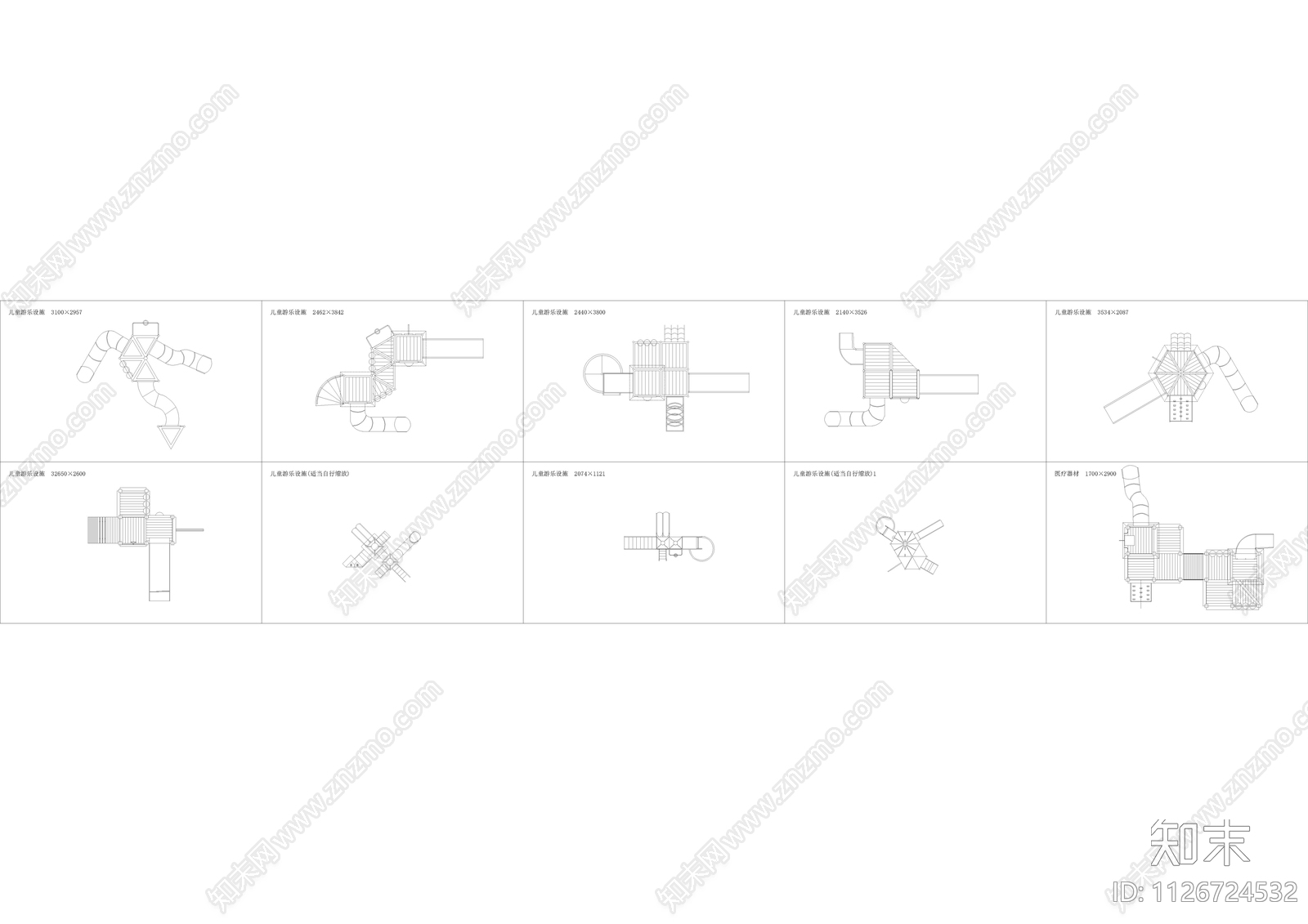 儿童游乐设施平面施工图下载【ID:1126724532】