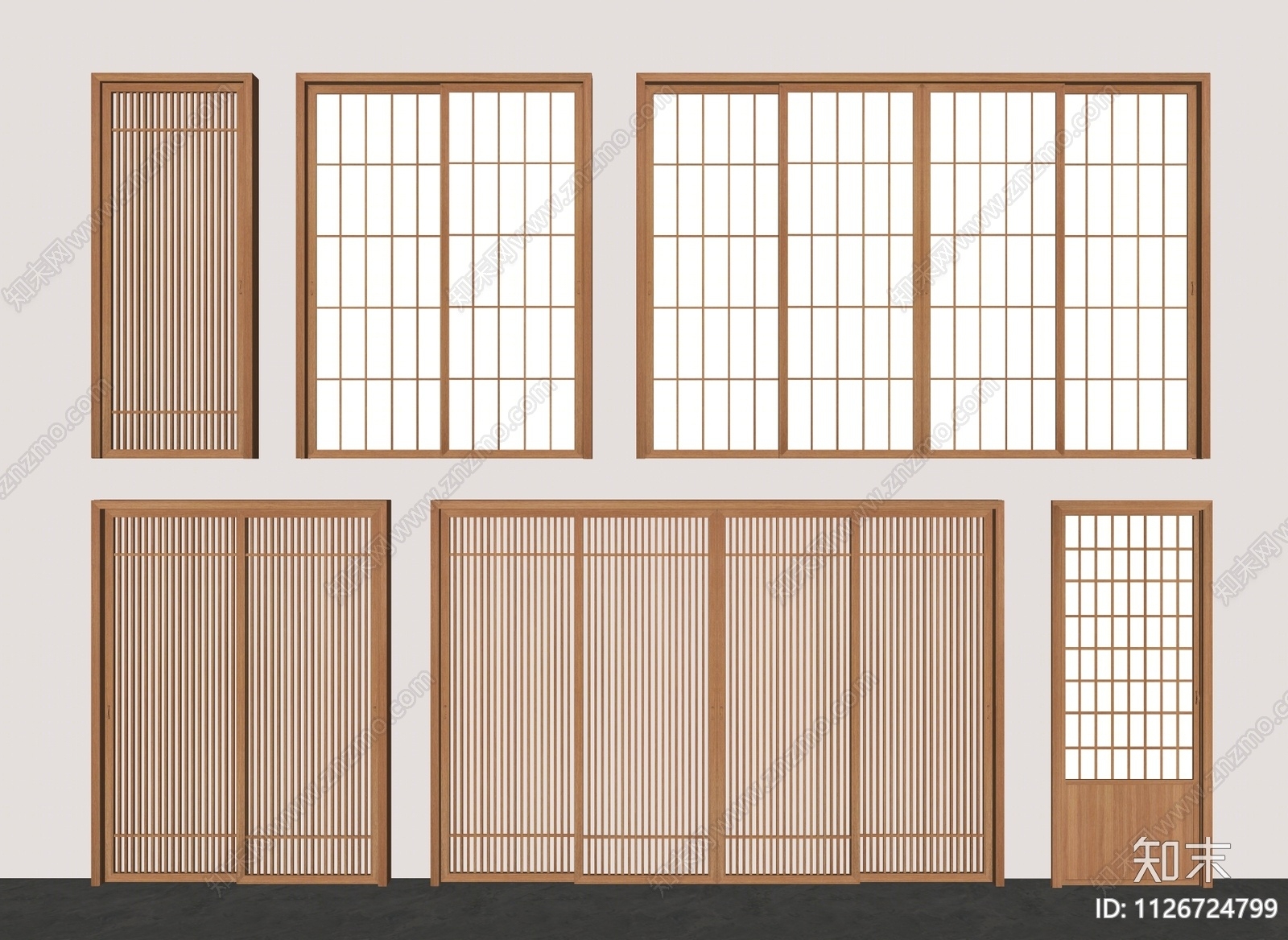 日式推拉门SU模型下载【ID:1126724799】