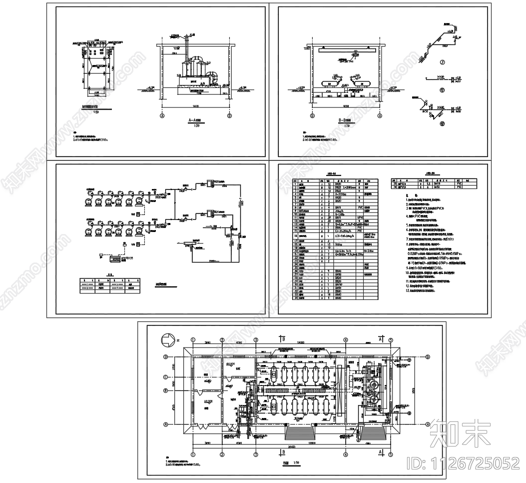 自来水厂消毒加氯间系统图平面剖面图施工图下载【ID:1126725052】