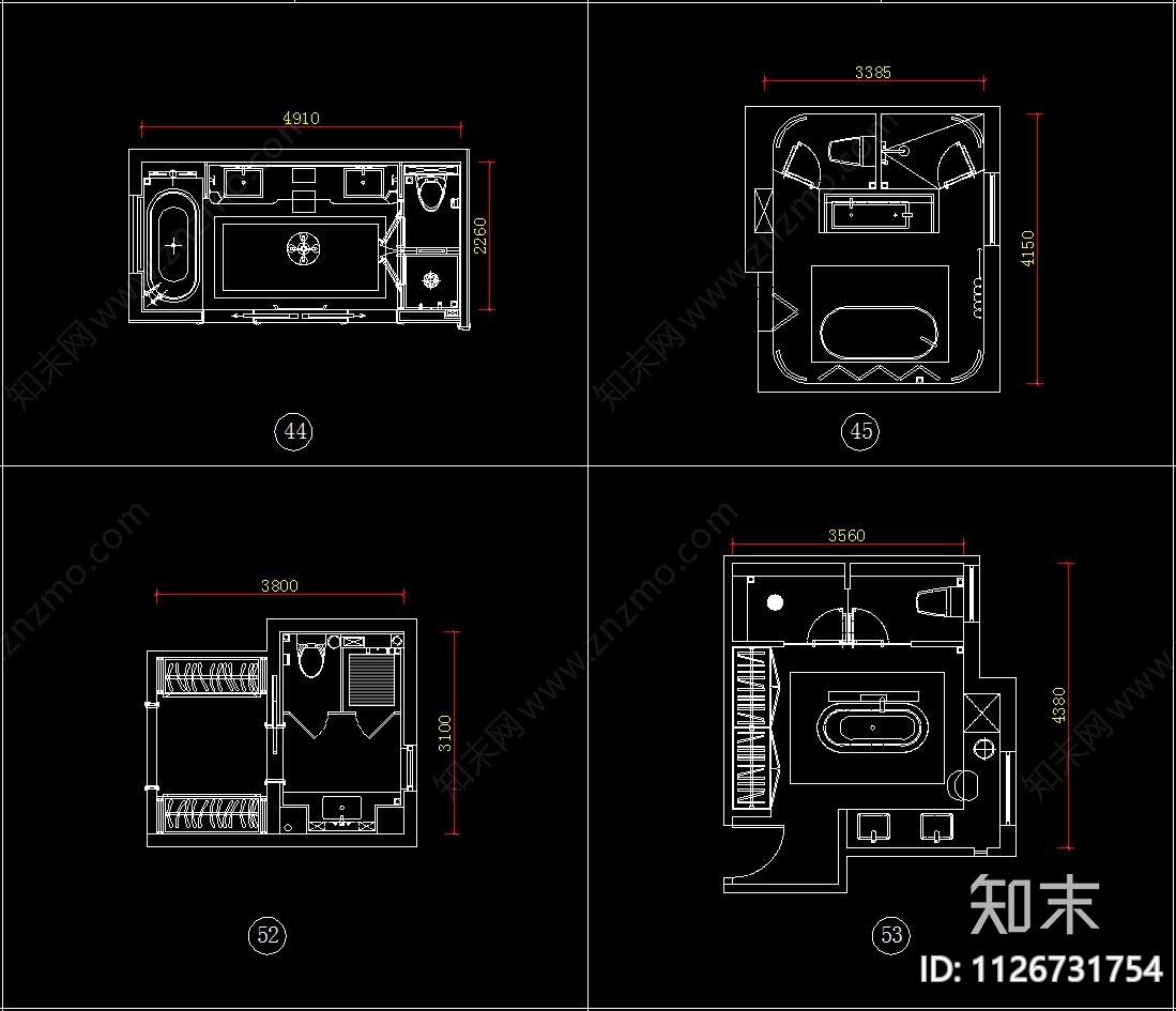 卫生间cad平面洗手台盆浴缸马桶小便池施工图动态CADcad施工图下载【ID:1126731754】