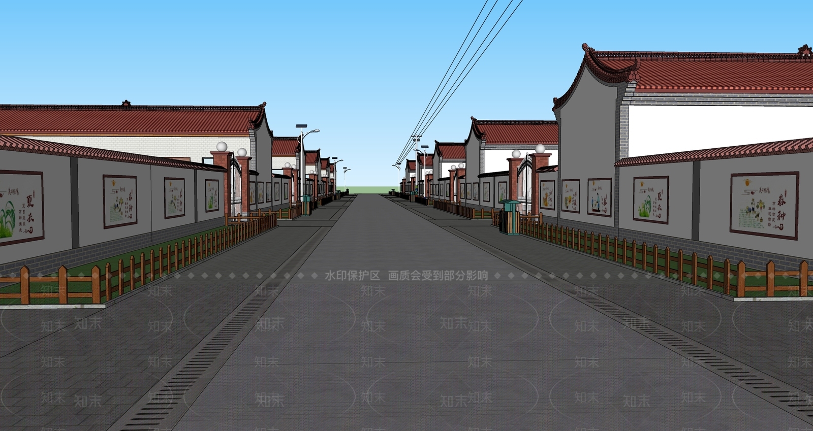新中式美丽乡村SU模型下载【ID:1126737983】