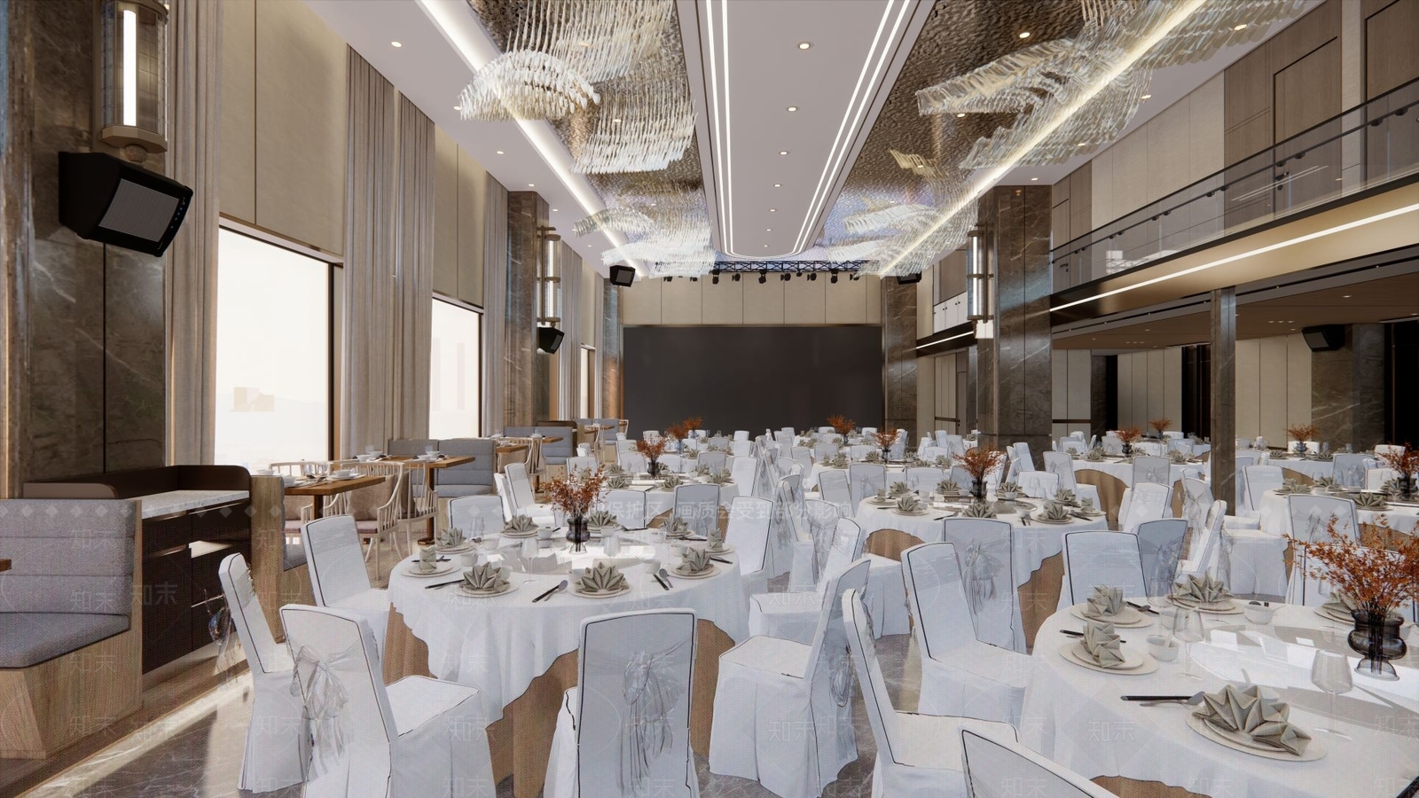 现代酒店宴会厅SU模型下载【ID:1126739455】