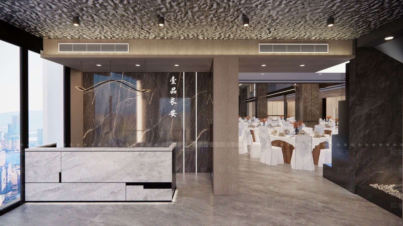 现代酒店宴会厅SU模型下载【ID:1126739455】