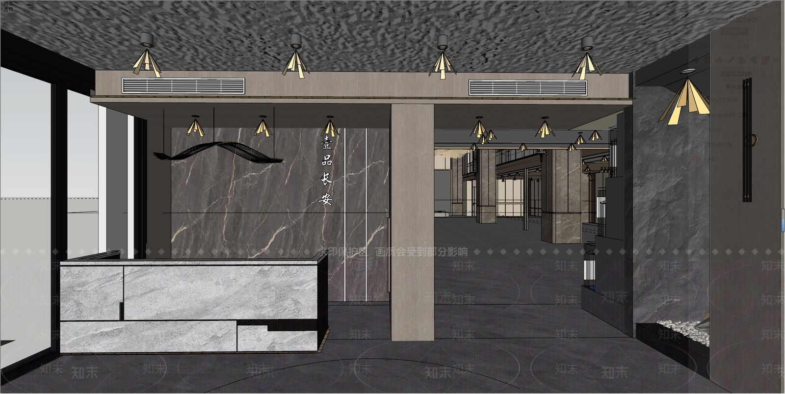 现代酒店宴会厅SU模型下载【ID:1126739455】