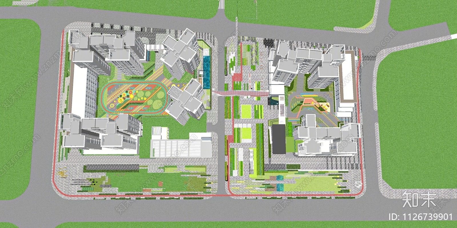 万科现代小区景观SU模型下载【ID:1126739901】