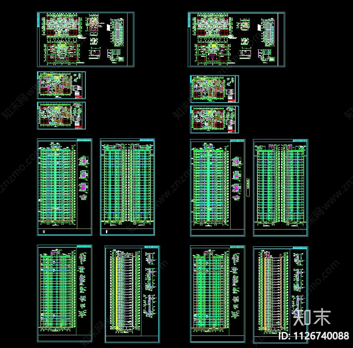现代高层住宅楼施工图施工图下载【ID:1126740088】
