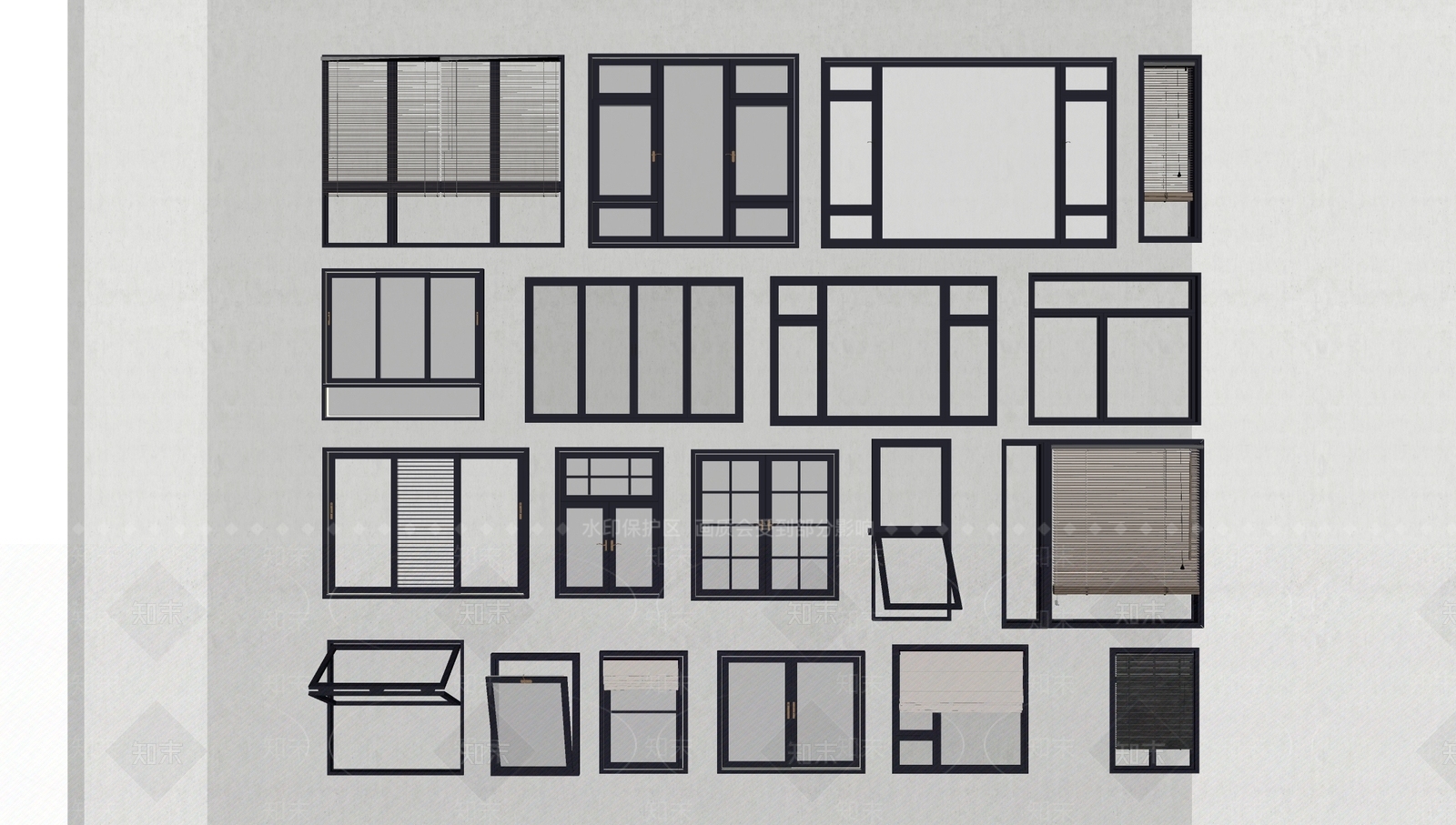 现代窗户组合SU模型下载【ID:1126741718】