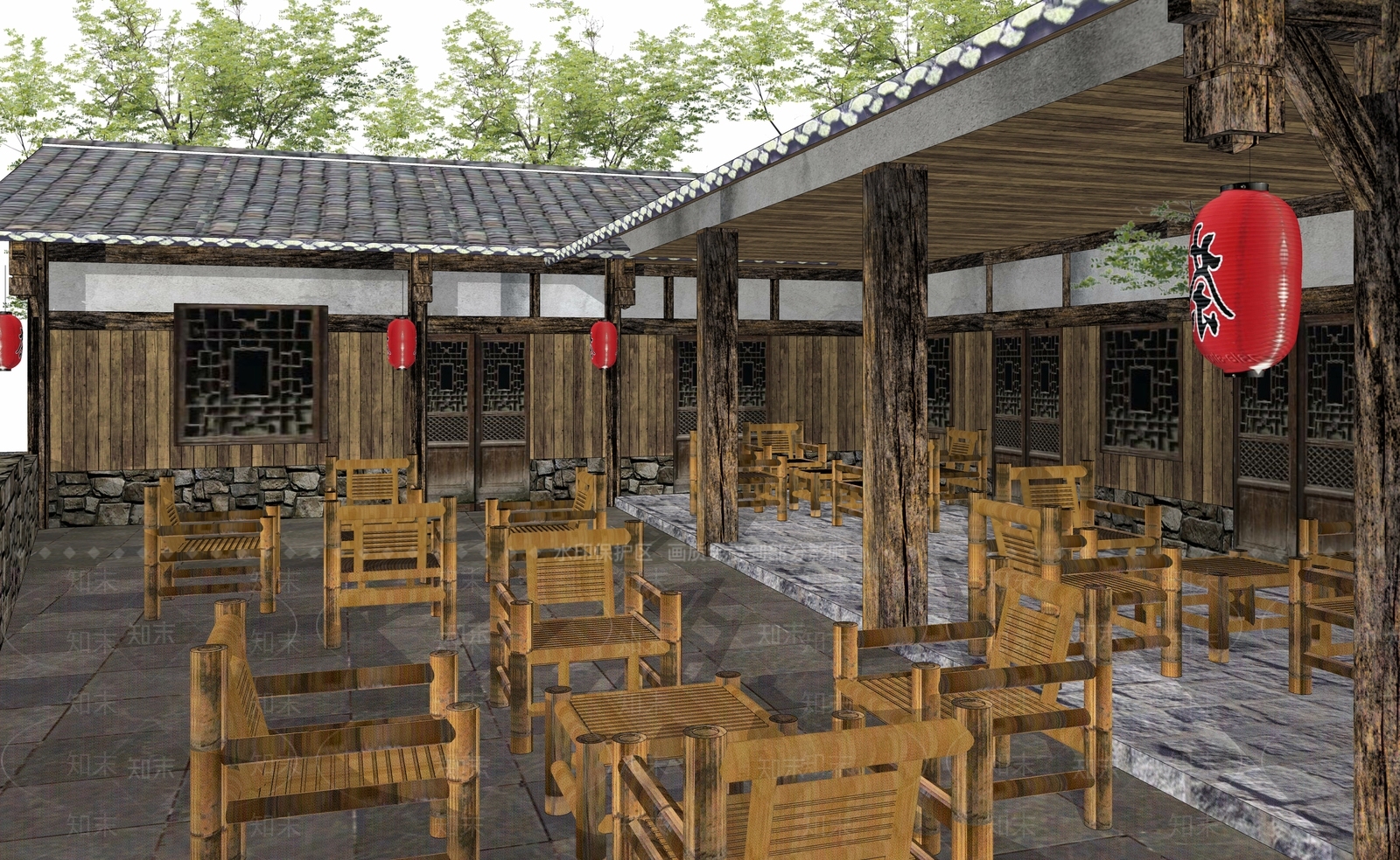 中式茶馆SU模型下载【ID:1126745922】