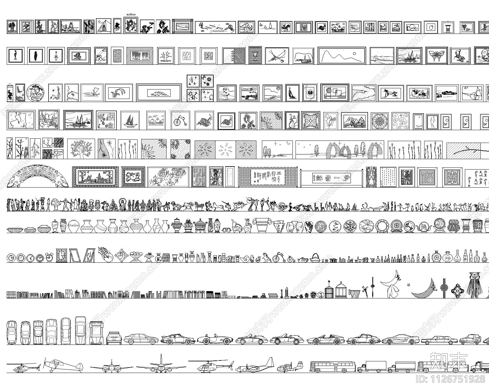 挂画摆设装饰品施工图下载【ID:1126751928】