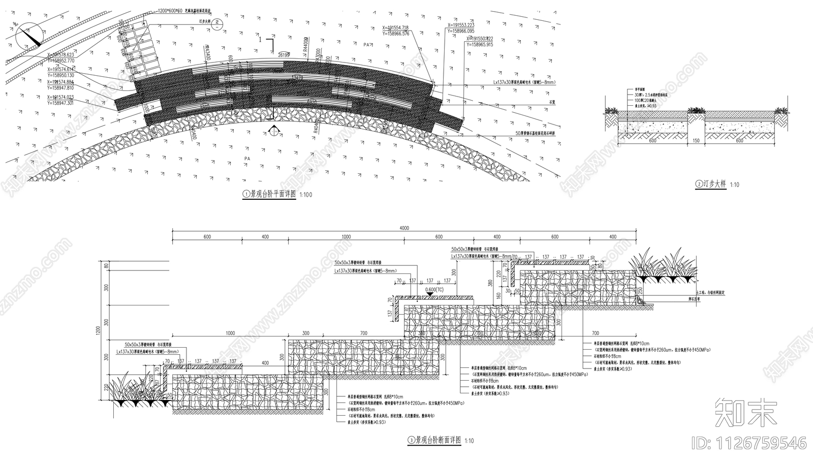 石笼景观草阶详图施工图下载【ID:1126759546】