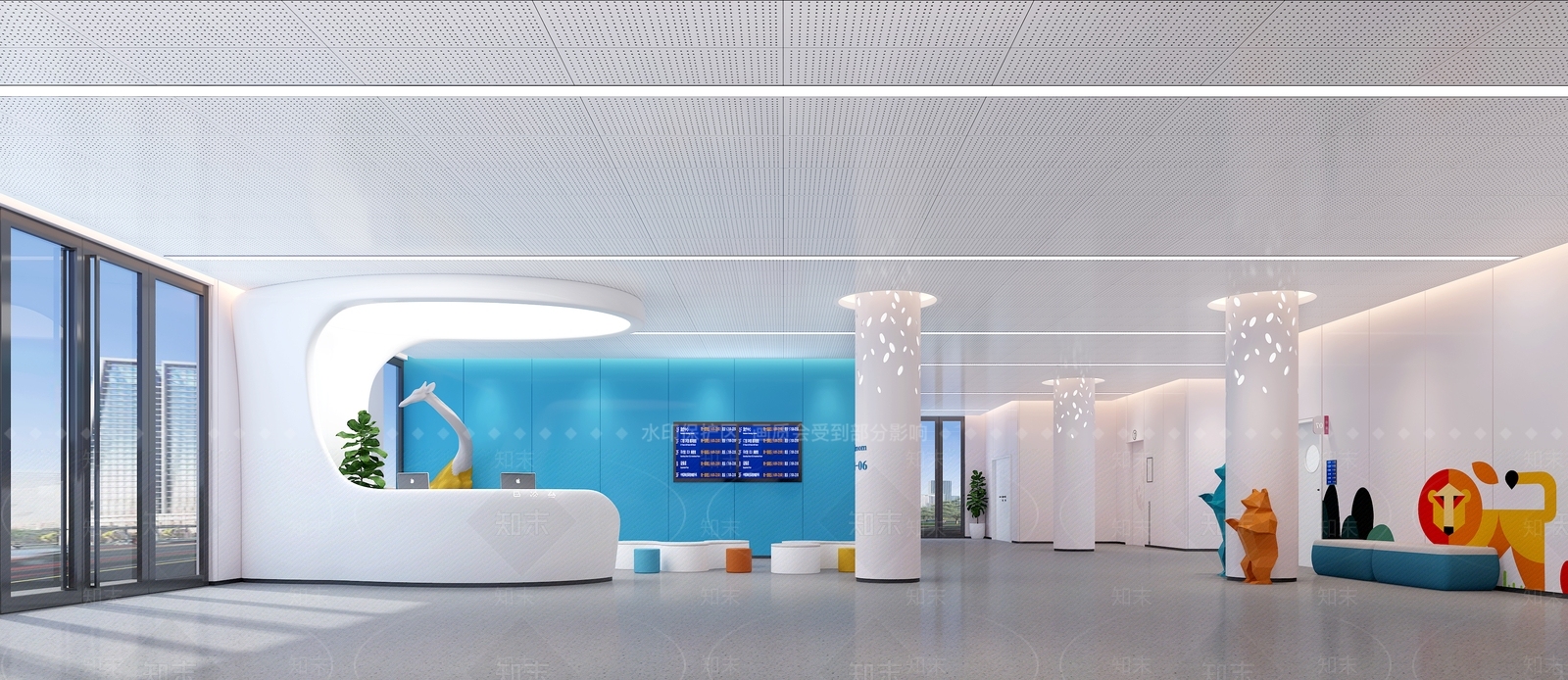 现代儿童医院儿科护士站儿童候诊3D模型下载【ID:1126762697】