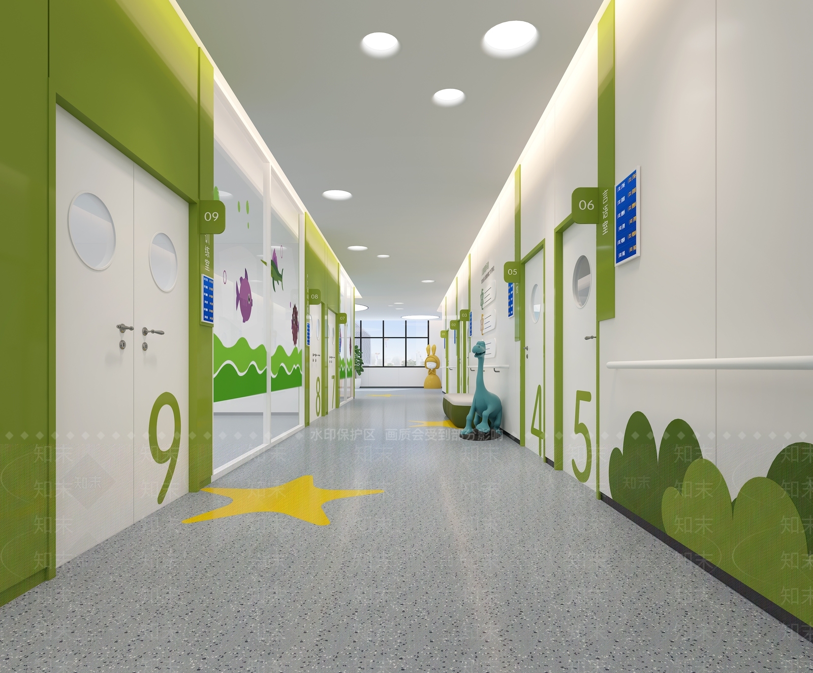 现代儿童医院过道3D模型下载【ID:1126762735】