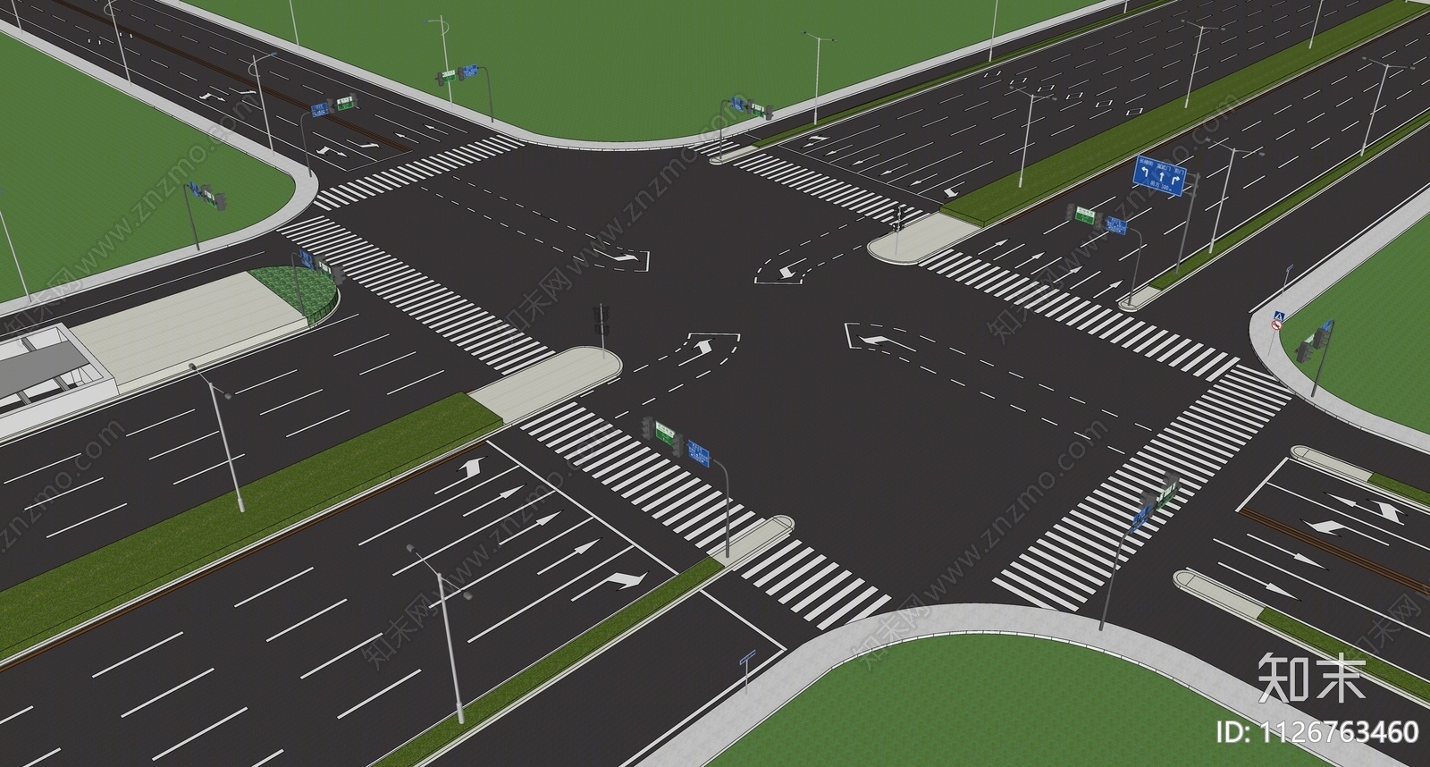 现代市政道路SU模型下载【ID:1126763460】