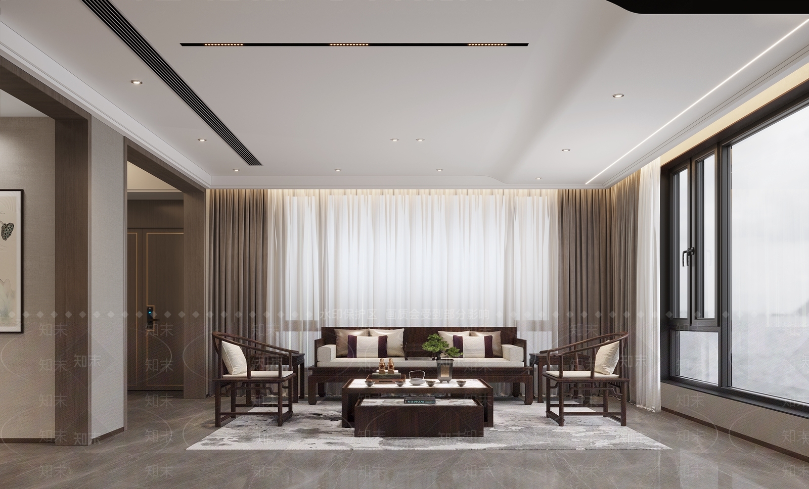 新中式办公会客区3D模型下载【ID:1126766095】