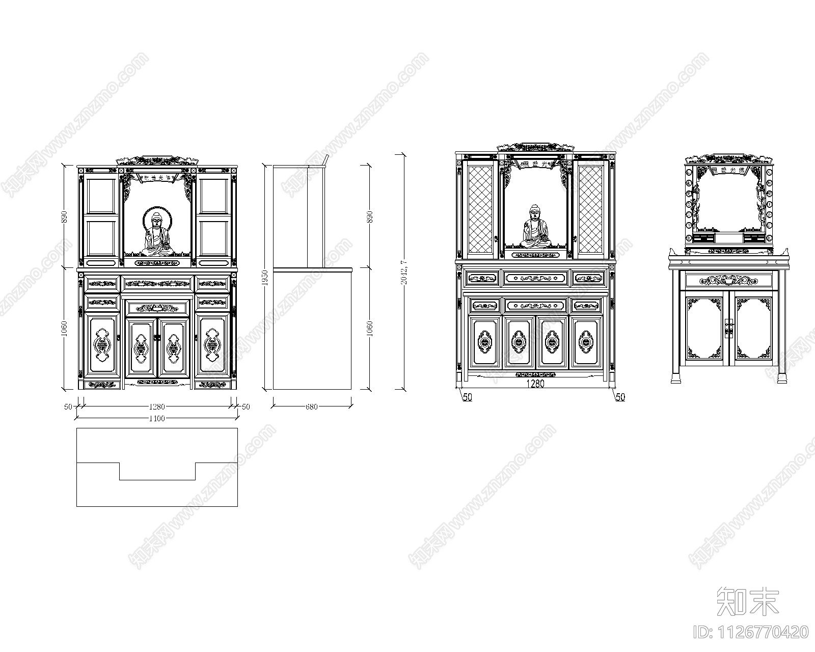 中式佛堂cad施工图下载【ID:1126770420】