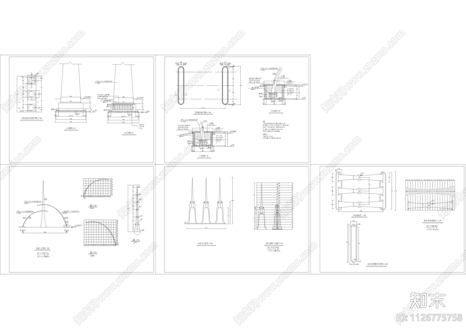 超大胆现代大门建筑结构图施工图下载【ID:1126775758】