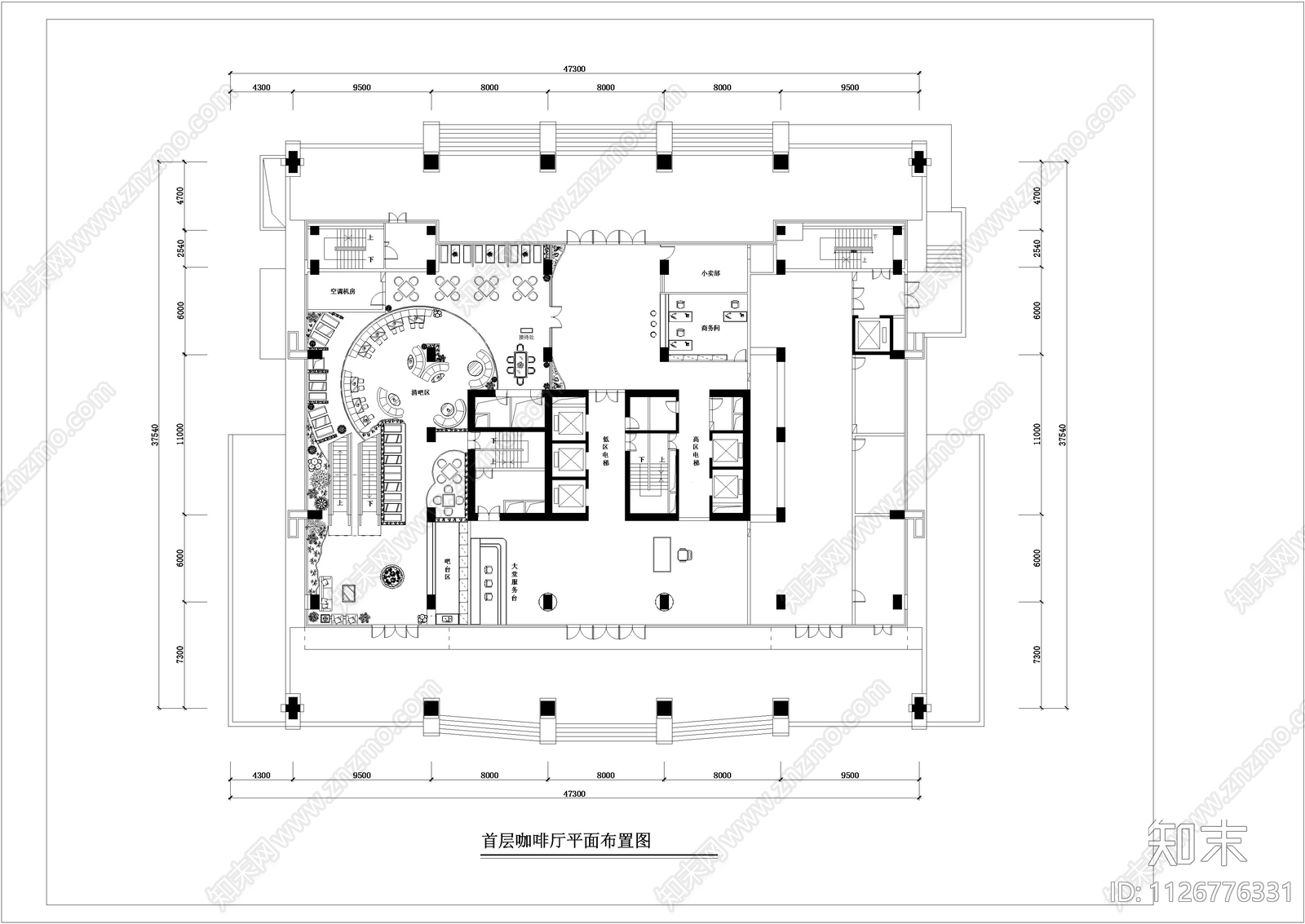 酒店装修平面设计cad施工图下载【ID:1126776331】