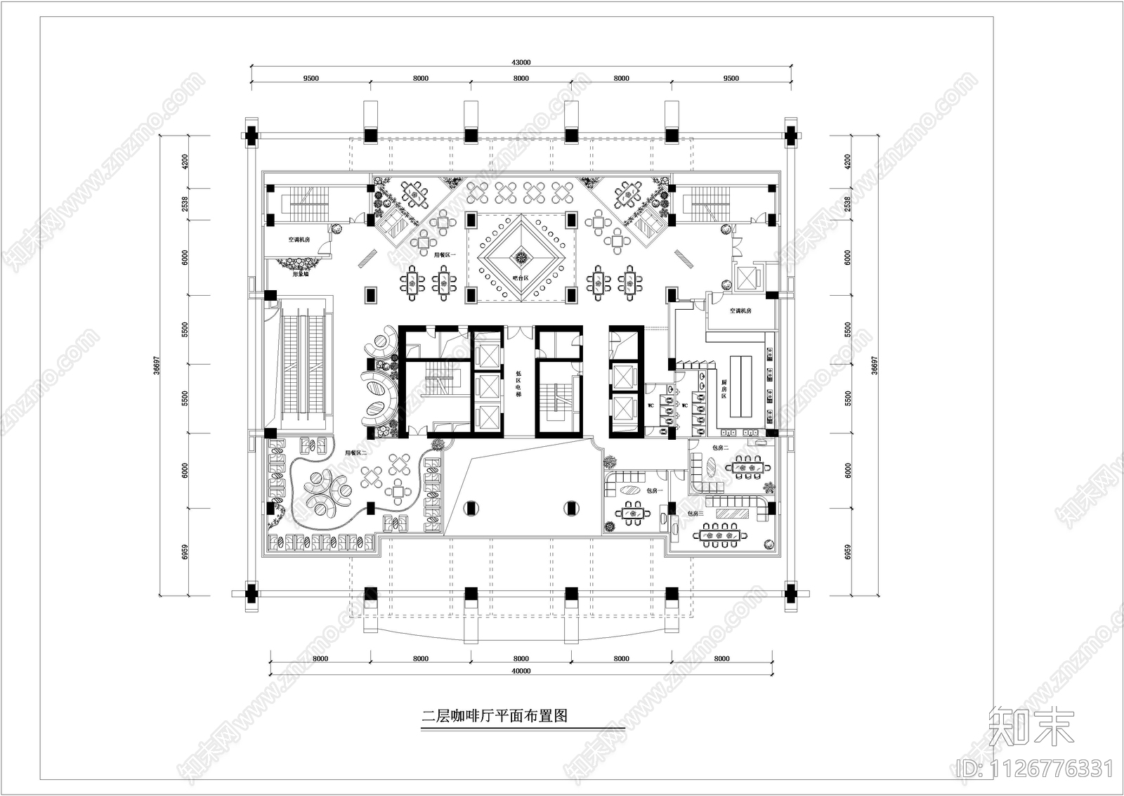 酒店装修平面设计cad施工图下载【ID:1126776331】