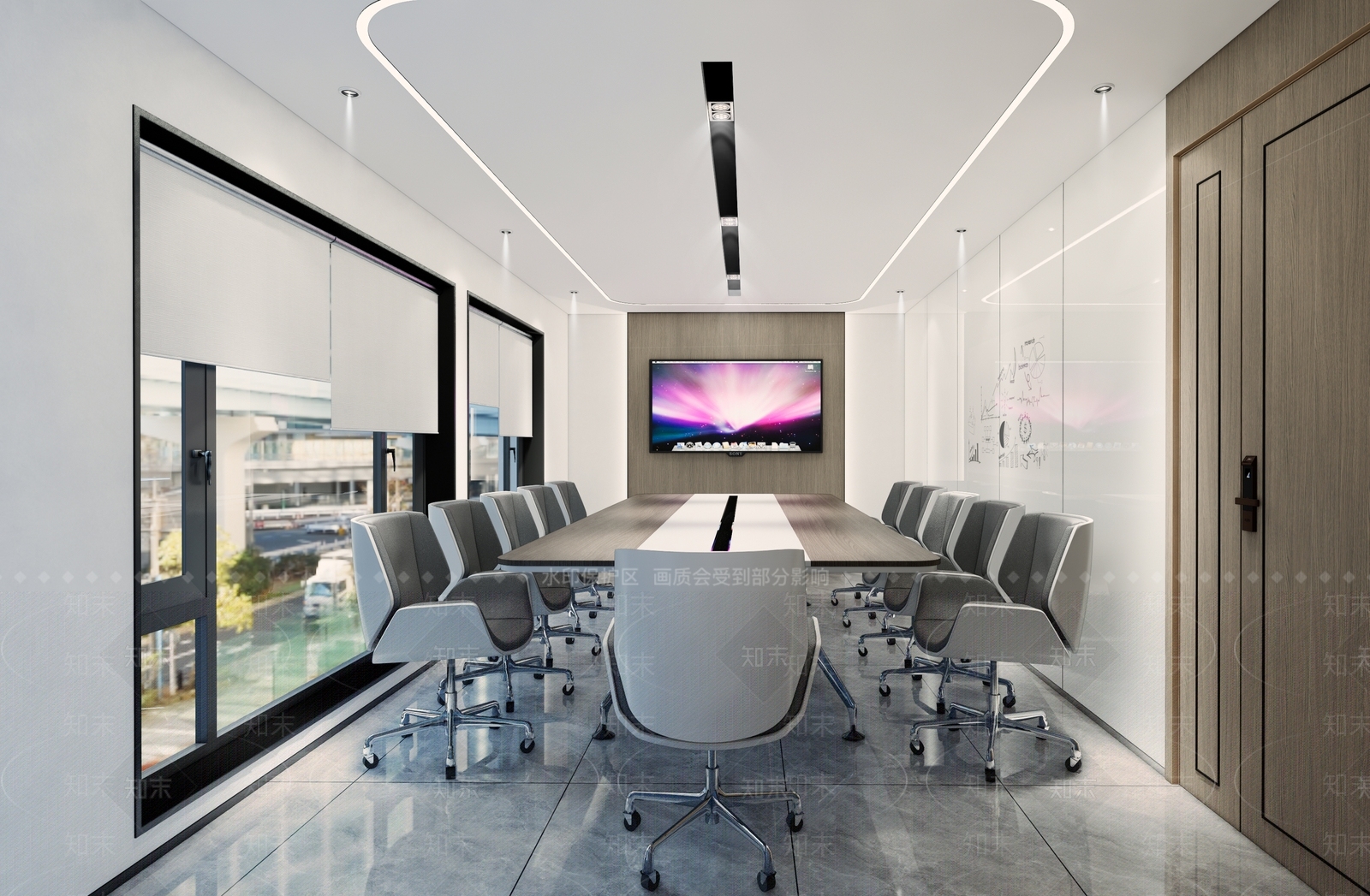 现代小会议室SU模型下载【ID:1126784688】_知末su模型网