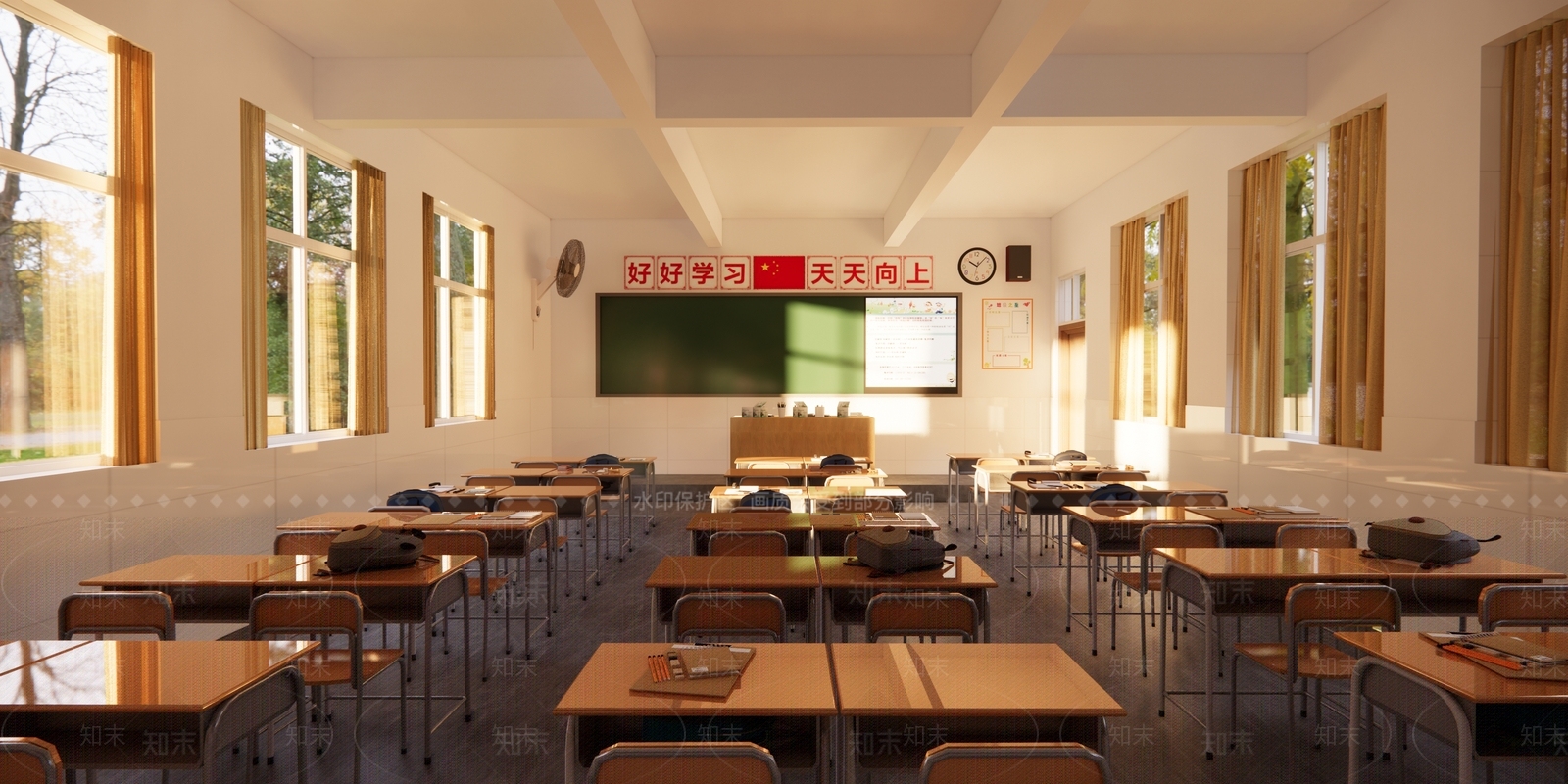 现代小学教室课室SU模型下载【ID:1126785162】