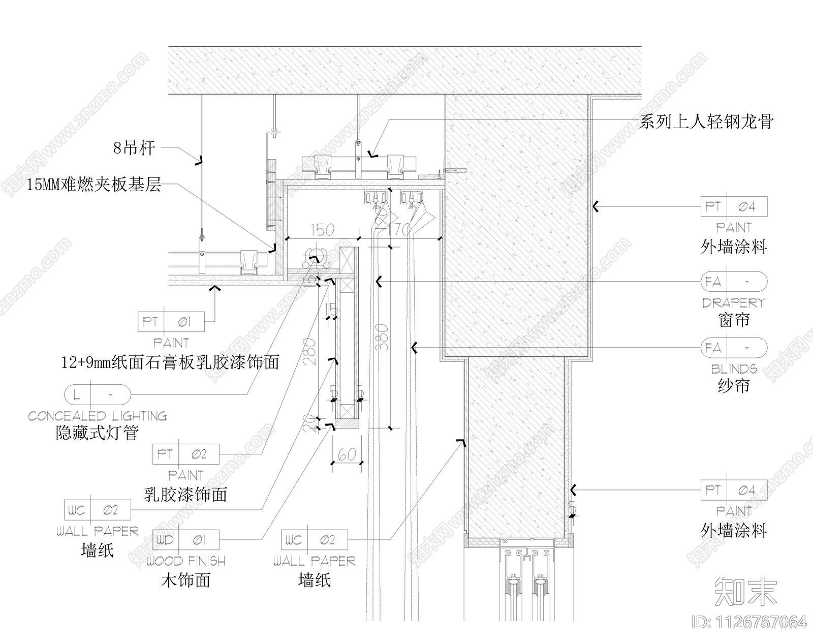 天花窗帘盒施工图下载【ID:1126787064】