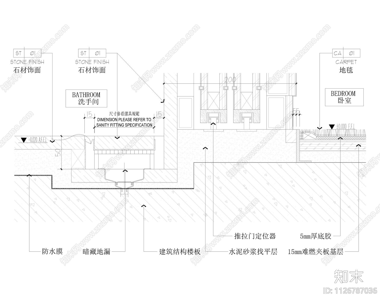 卫生间地漏大样图施工图下载【ID:1126787036】