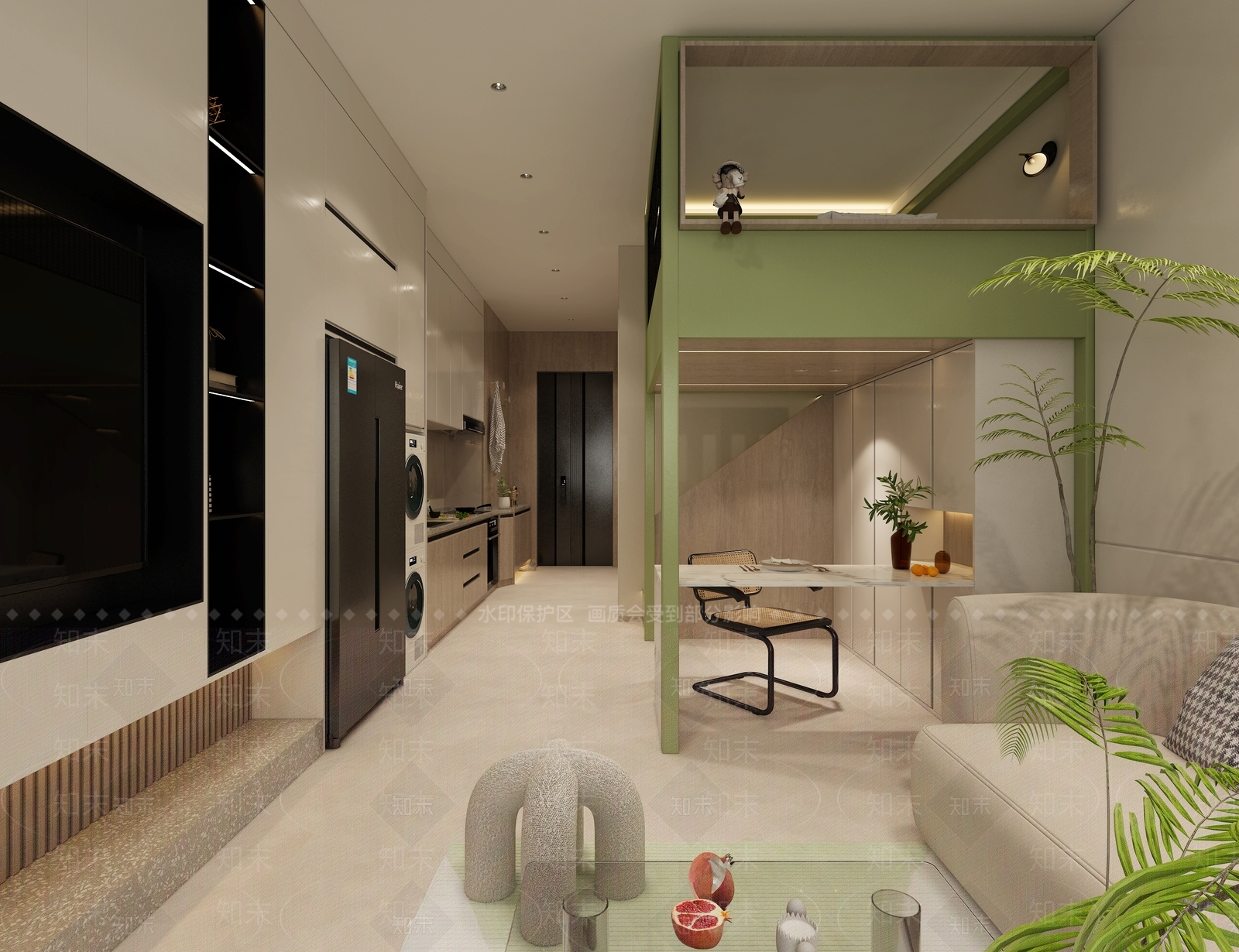 现代LOFT复式公寓3D模型下载【ID:1126790477】