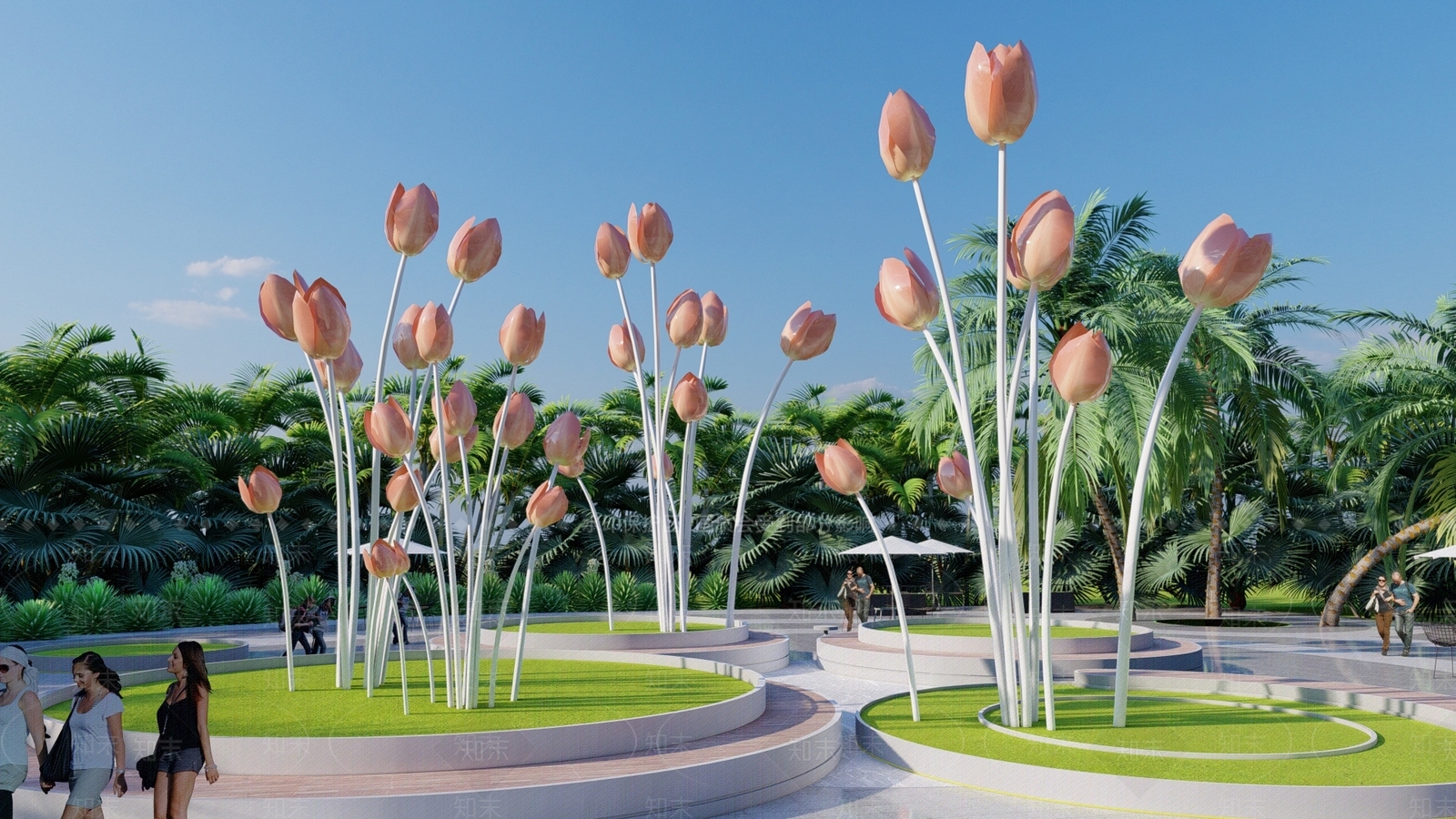 现代花瓣主题构架SU模型下载【ID:1126796261】