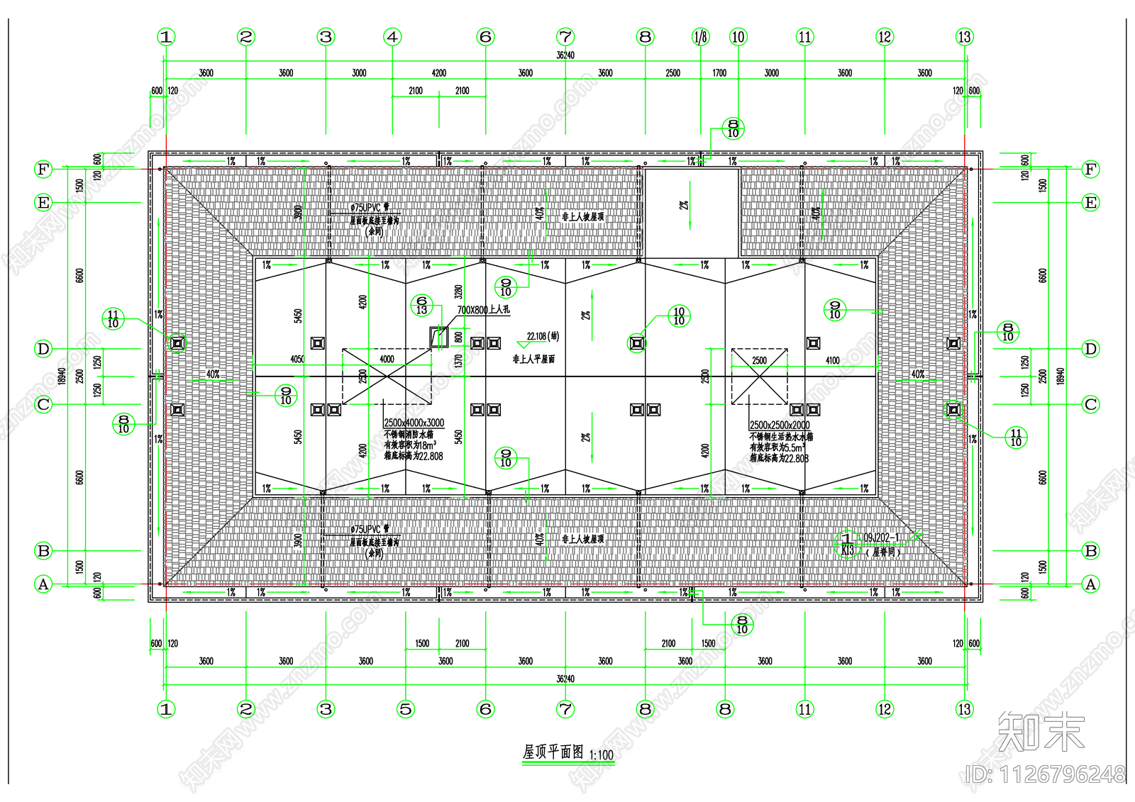 某学校六层教师宿舍楼建筑图施工图下载【ID:1126796248】