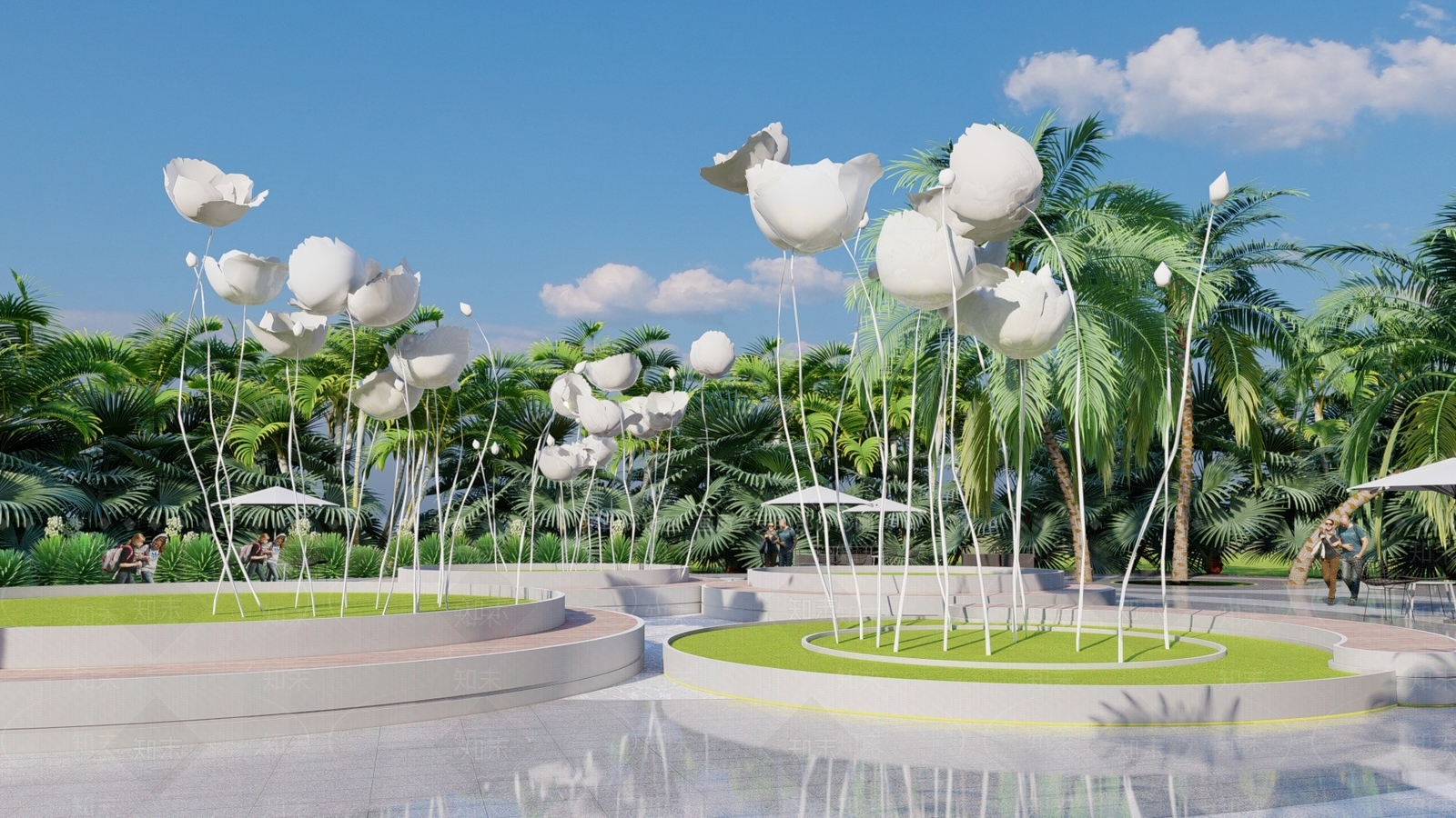 现代花瓣主题构架SU模型下载【ID:1126796592】