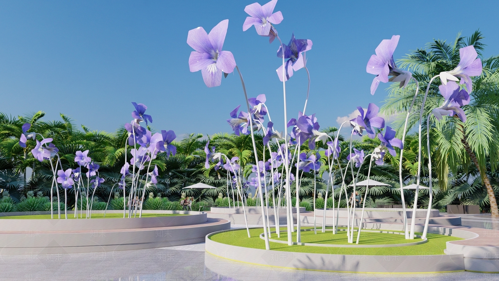 现代花瓣主题构架SU模型下载【ID:1126796559】