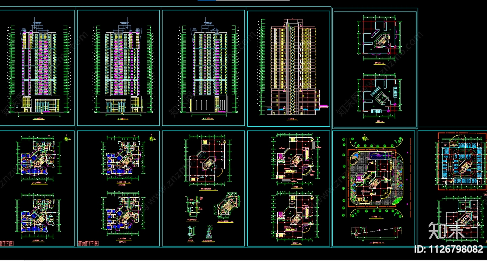 高层商住楼CAD图纸施工图下载【ID:1126798082】