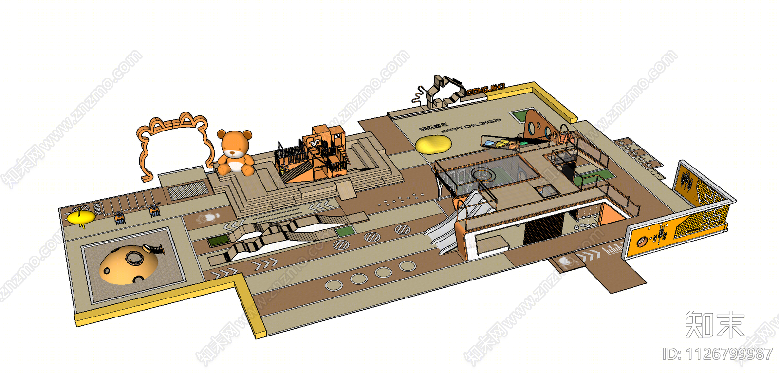现代儿童主题活动区游乐设施SU模型下载【ID:1126799987】