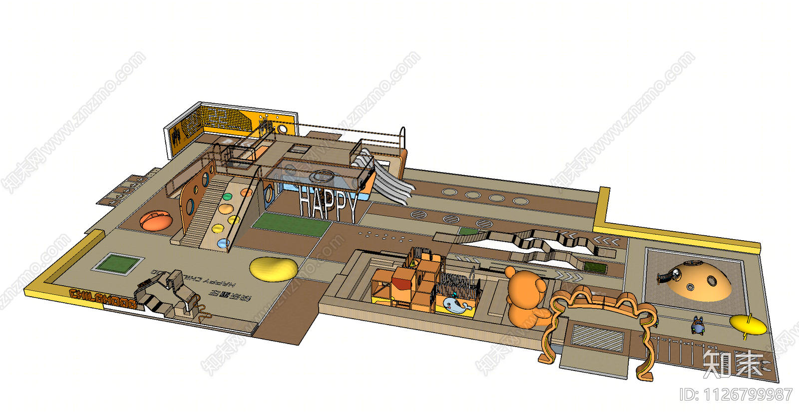 现代儿童主题活动区游乐设施SU模型下载【ID:1126799987】