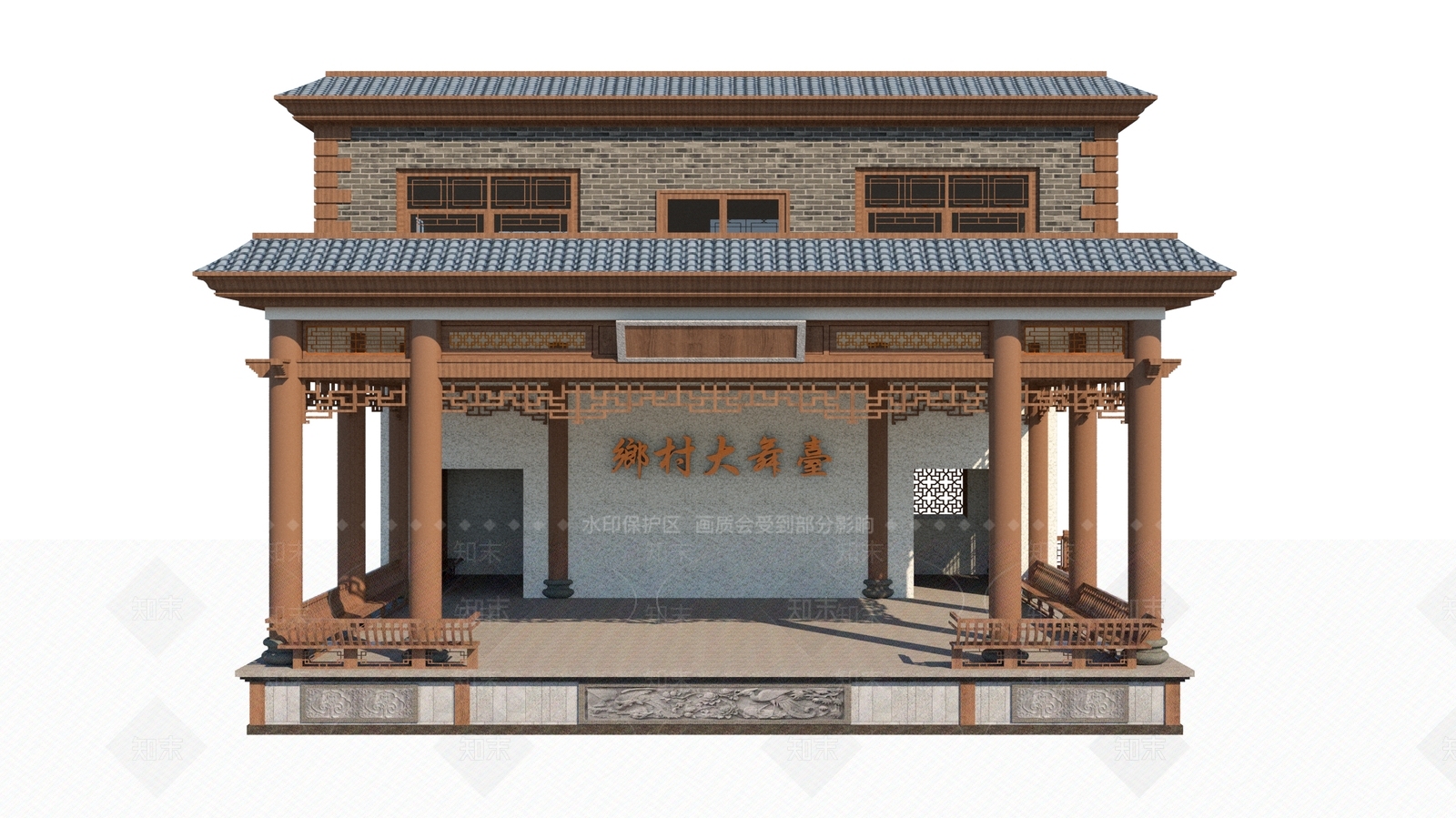 中式乡村舞台SU模型下载【ID:1126802517】_知末su模型网