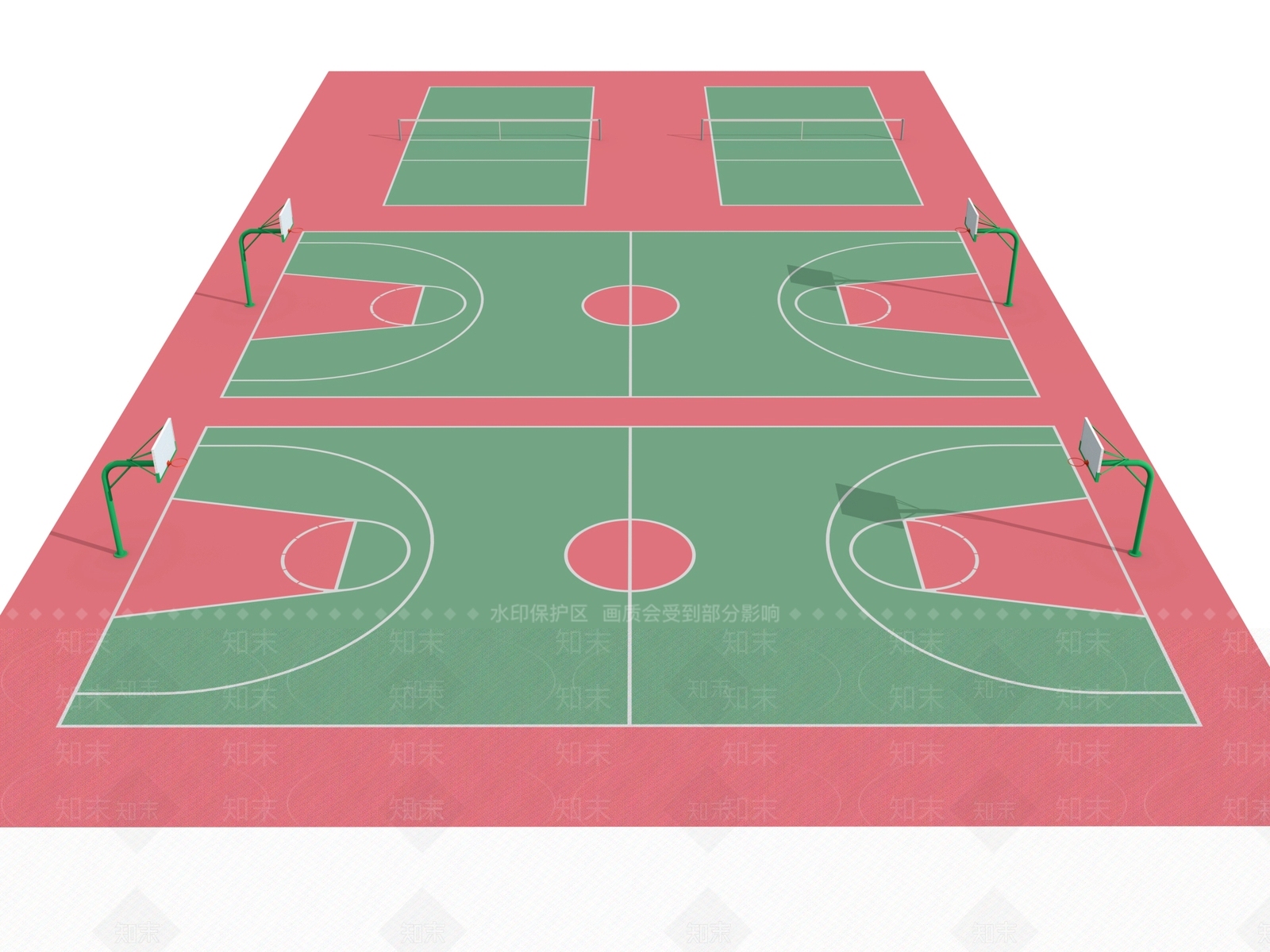 现代篮球场SU模型下载【ID:1126804965】