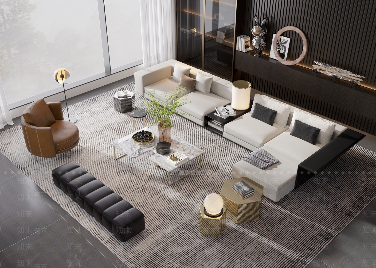 minotti现代沙发茶几组合3D模型下载【ID:1126807707】_知末3d模型网