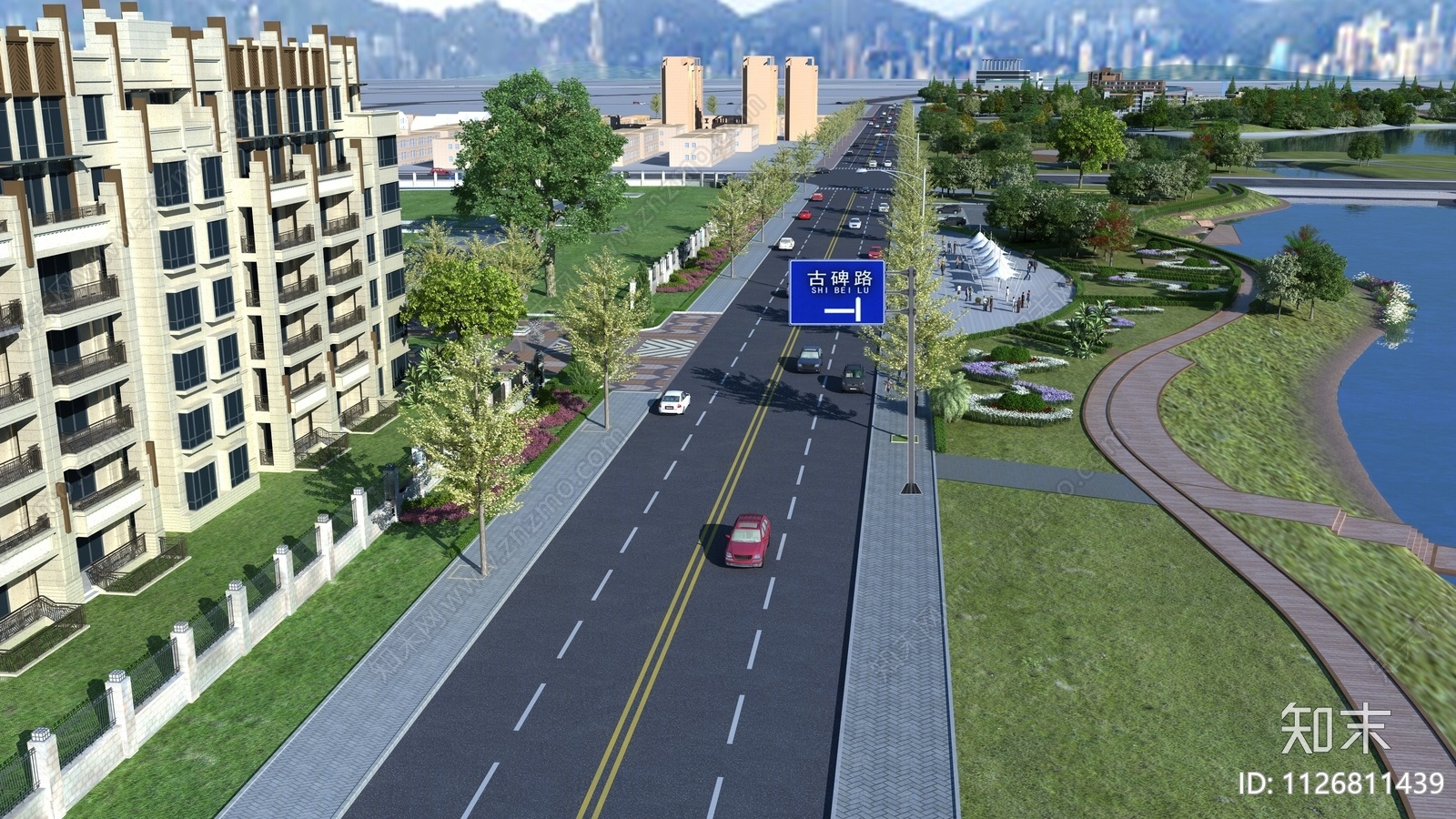 现代道路鸟瞰3D模型下载【ID:1126811439】