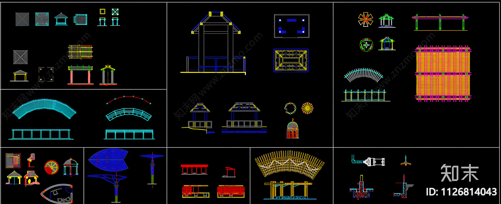 现代亭廊CAD图库施工图下载【ID:1126814043】