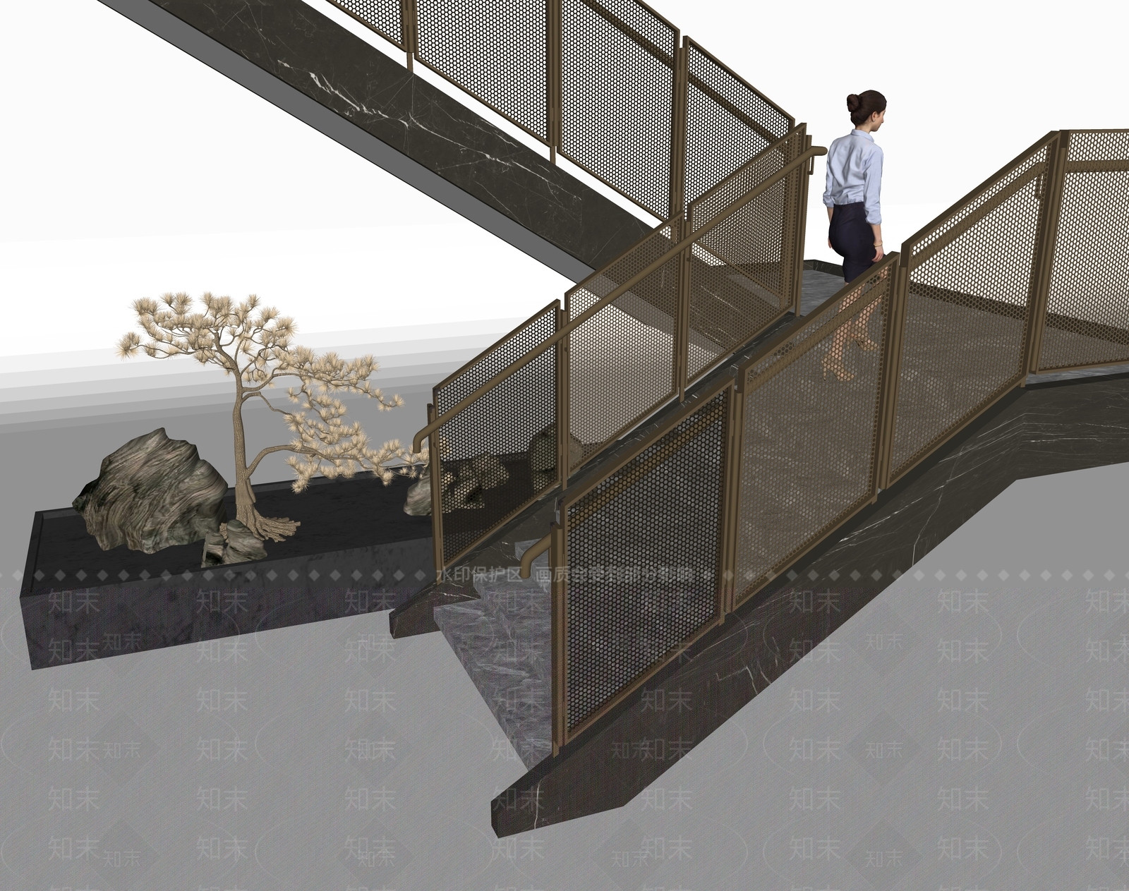 现代金属楼梯SU模型下载【ID:1126821222】