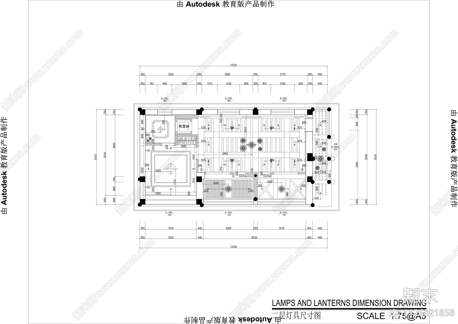 新中式禅意茶楼餐厅平面cad施工图下载【ID:1126821858】